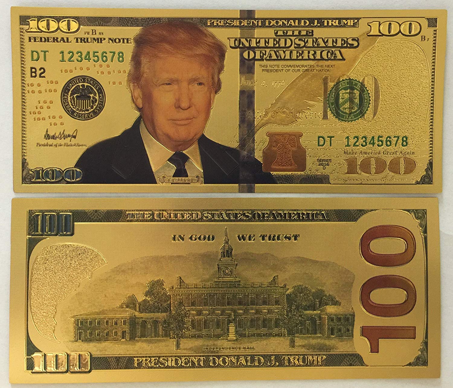 Amazon.com: Authentic $100 President Donald Trump Authentic 24kt ...