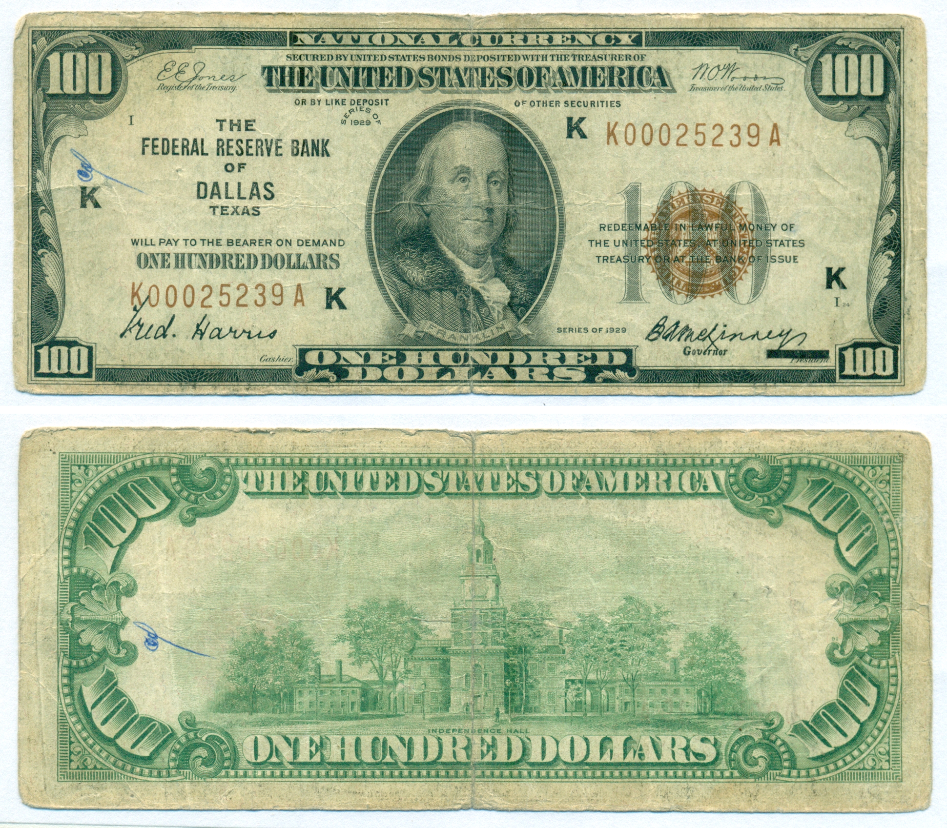 UNITED STATES DALLAS NOTE 100 DOLLARS 1929 BRWON SEAL / Numismática ...