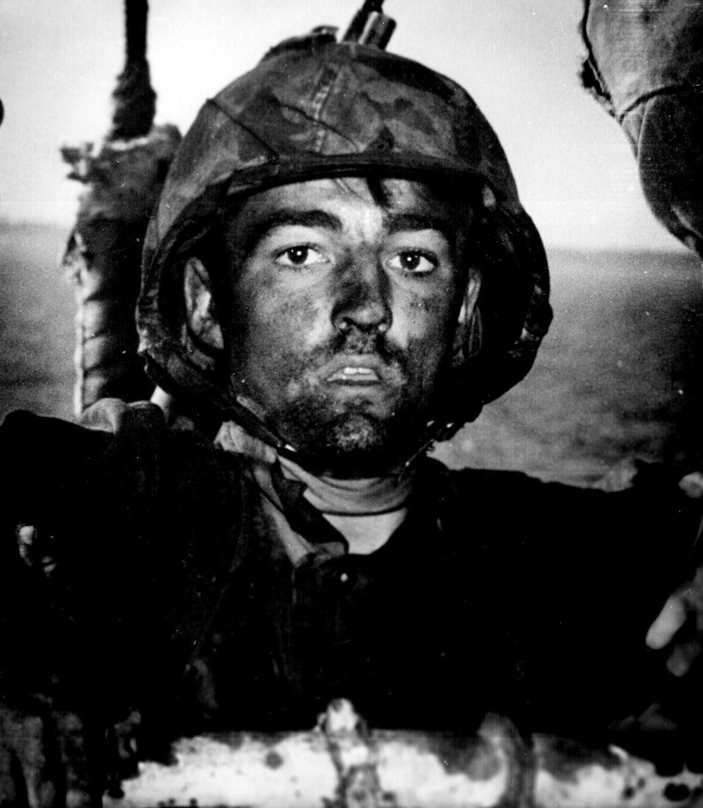 An American marine exhibits the thousand-yard stare after two days ...