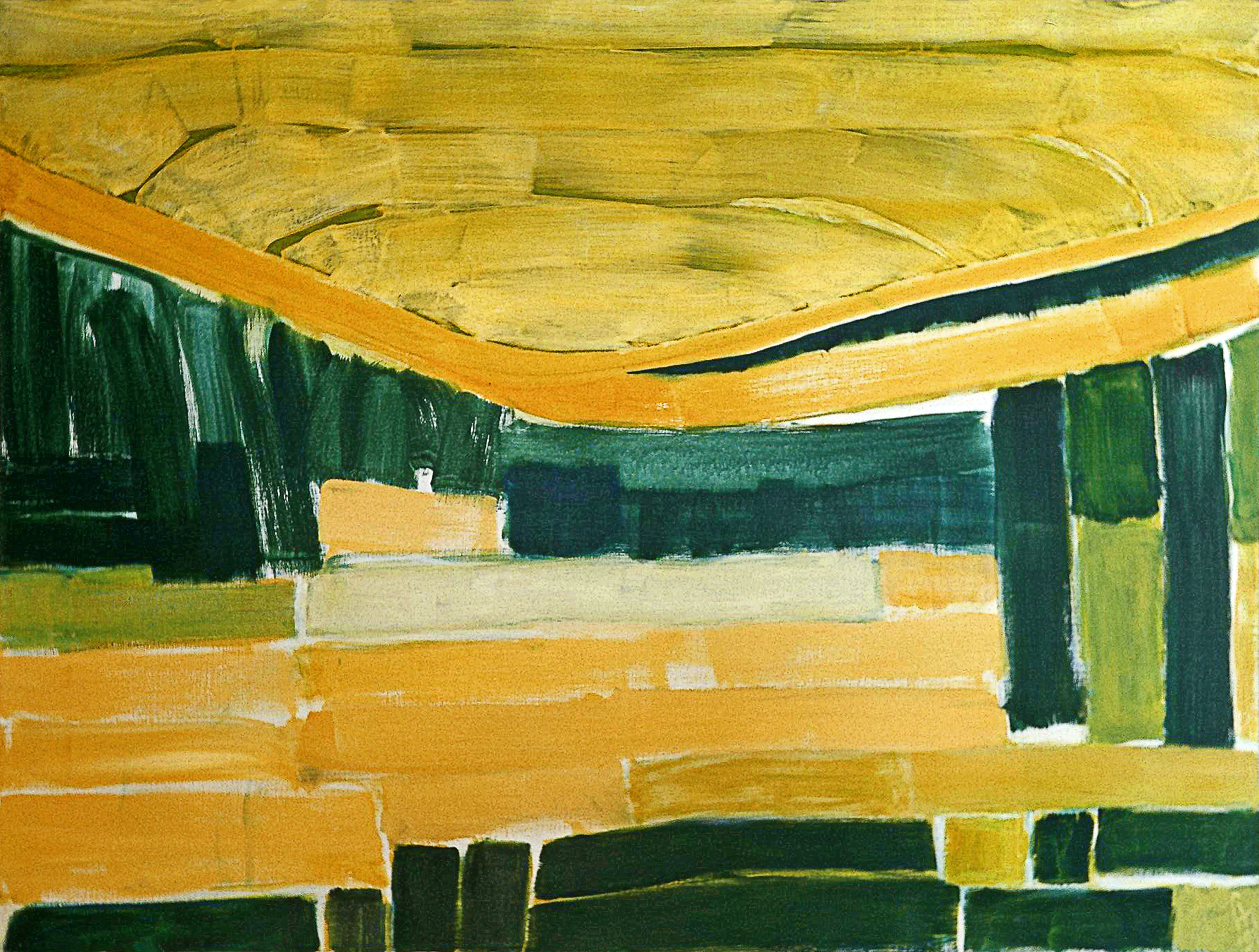 1990 - 'Abstract landscape with Sunlight', large abstract painting; artist Fons Heijnsbroek, The Netherlands - A high resolution art image in free download to print, in public domain / Commons, CC-BY., 20th, Netherlands, Heijnsbroek, High, HQ Photo