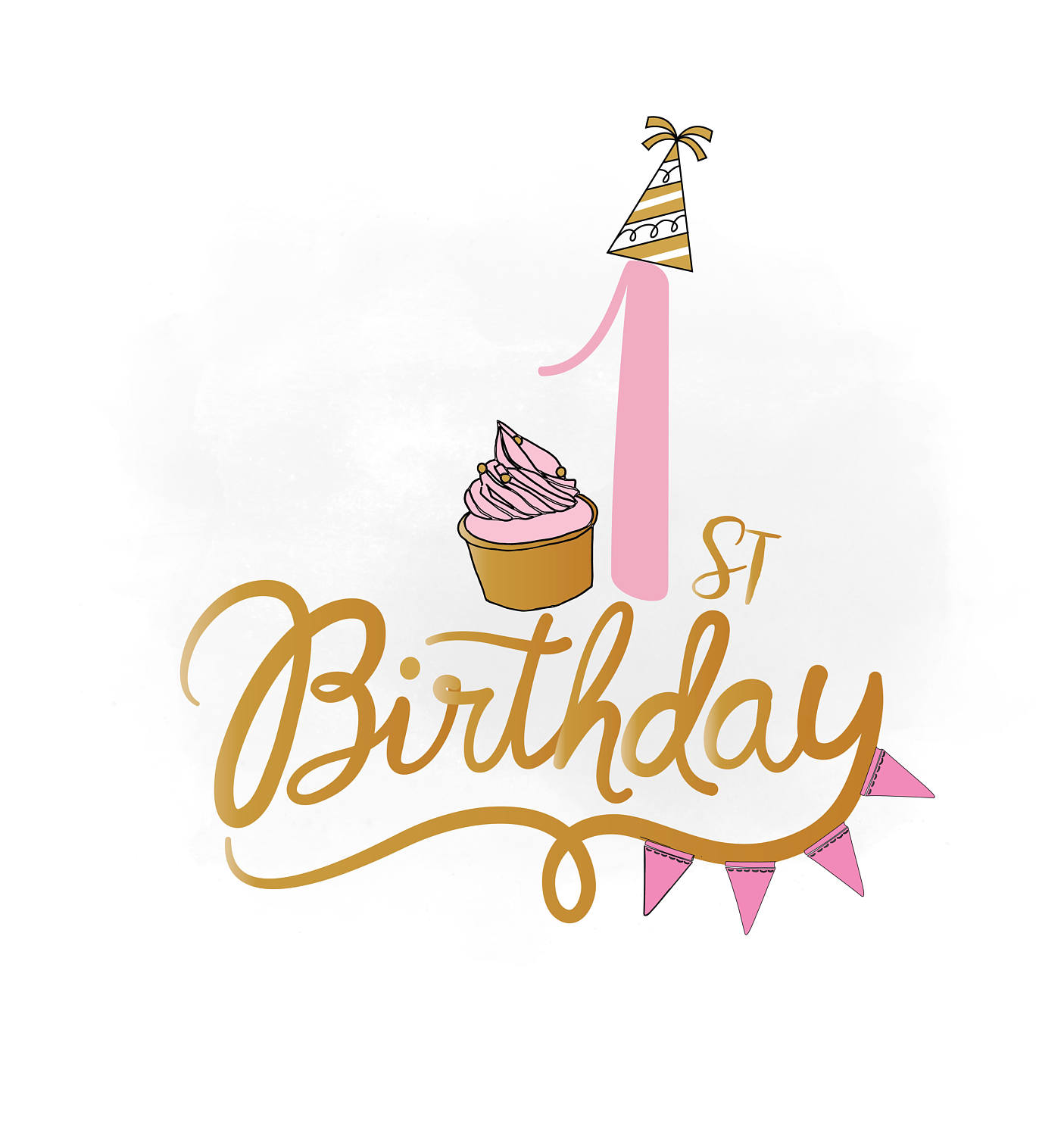 1st Birthday SVG clipart baby girl Birthday Quote Birthday