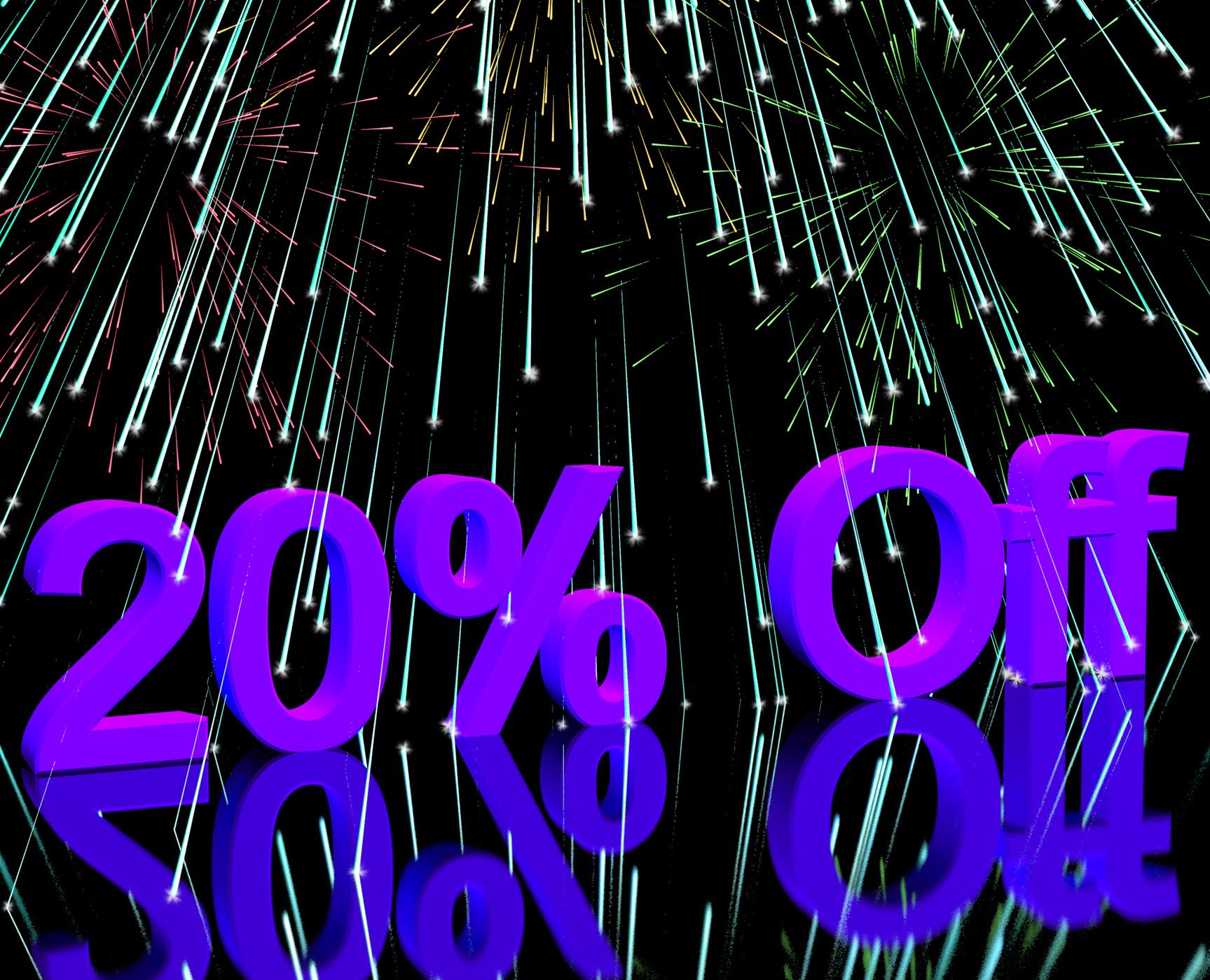 20 Off With Fireworks Showing Sale Discount Of Twenty Percent, 20, Percent, Sellout, Savings, HQ Photo