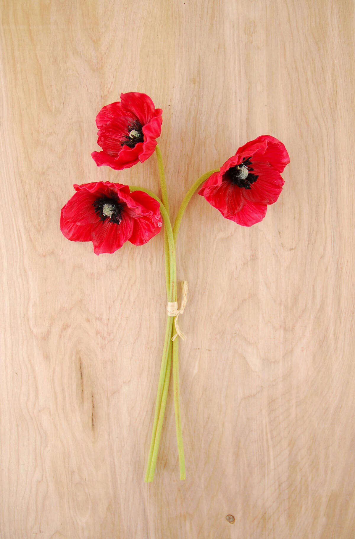 3 Red Natural Touch Poppy Flowers