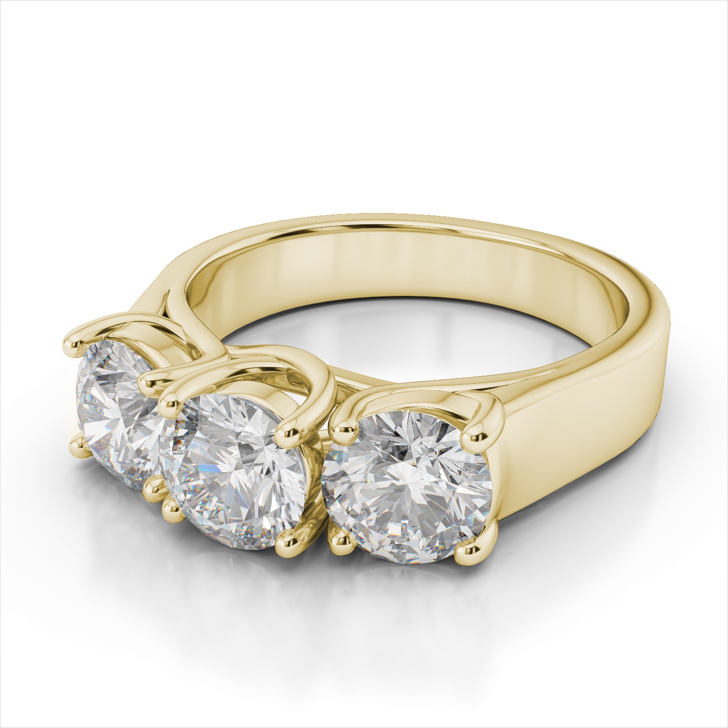 3 Stone Diamond Anniversary Ring in 18k Yellow Gold (3.0ctw SI, I)