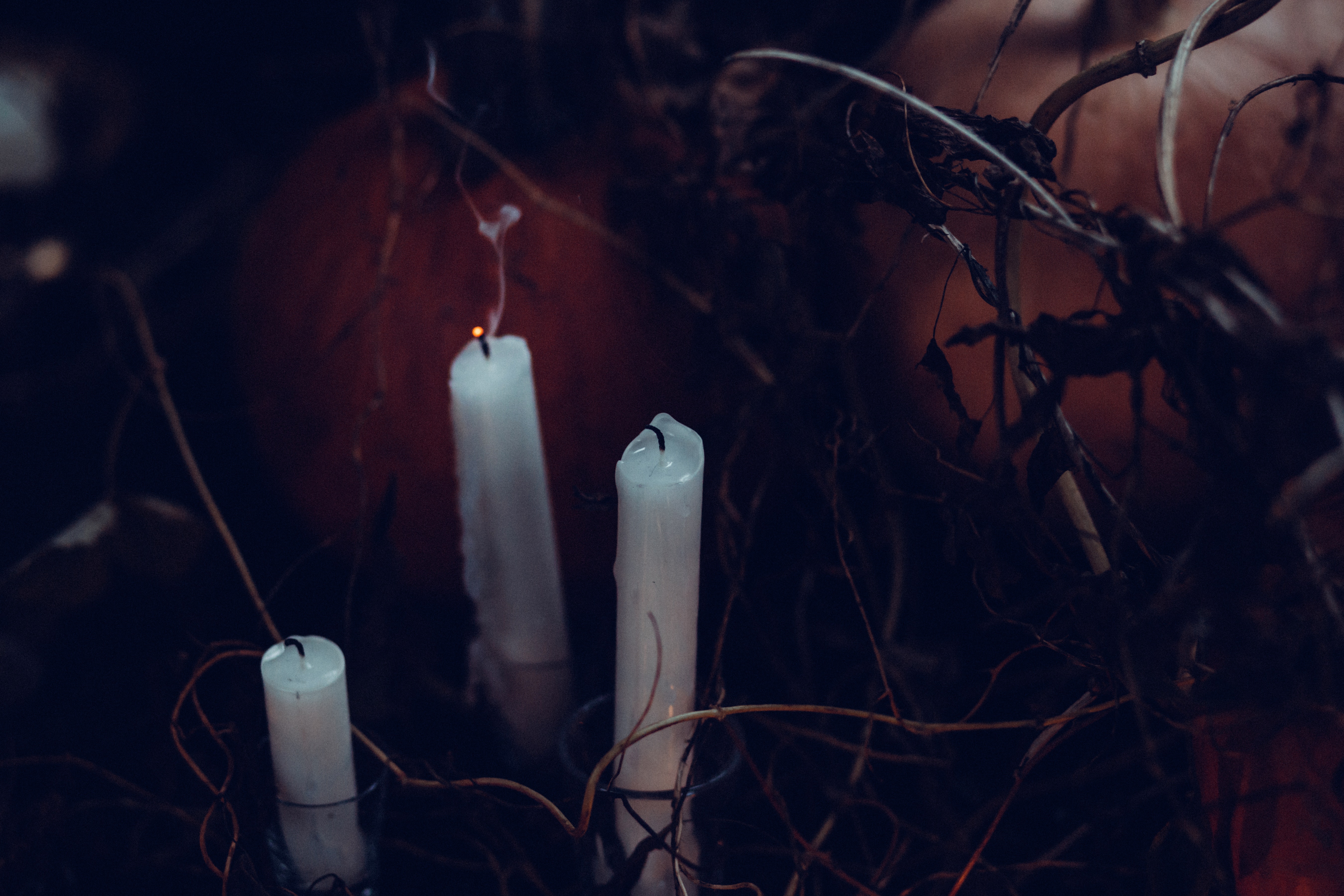 3 White Candles Without Light, Art, Light, Woman, White, HQ Photo