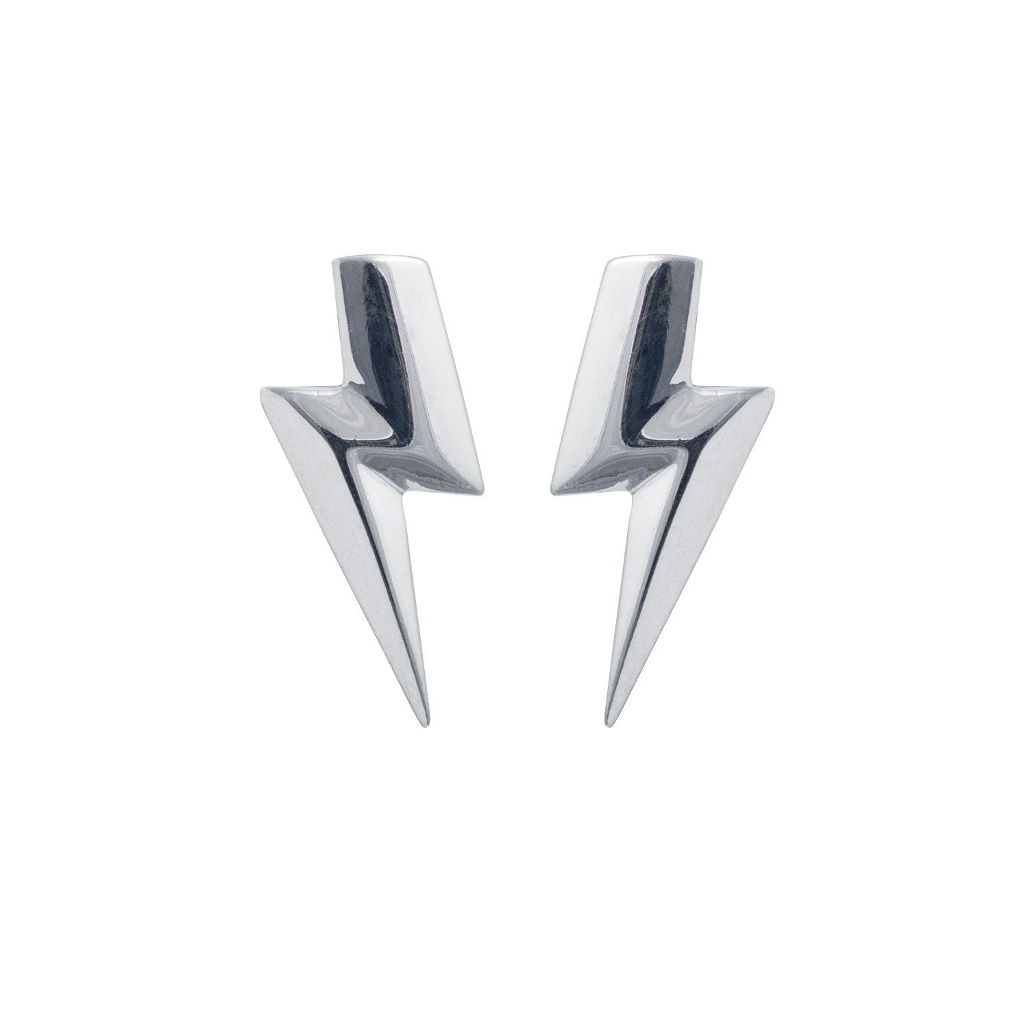 3D Flat Top Lightning Bolt Earrings in Sterling Silver | Edge Only