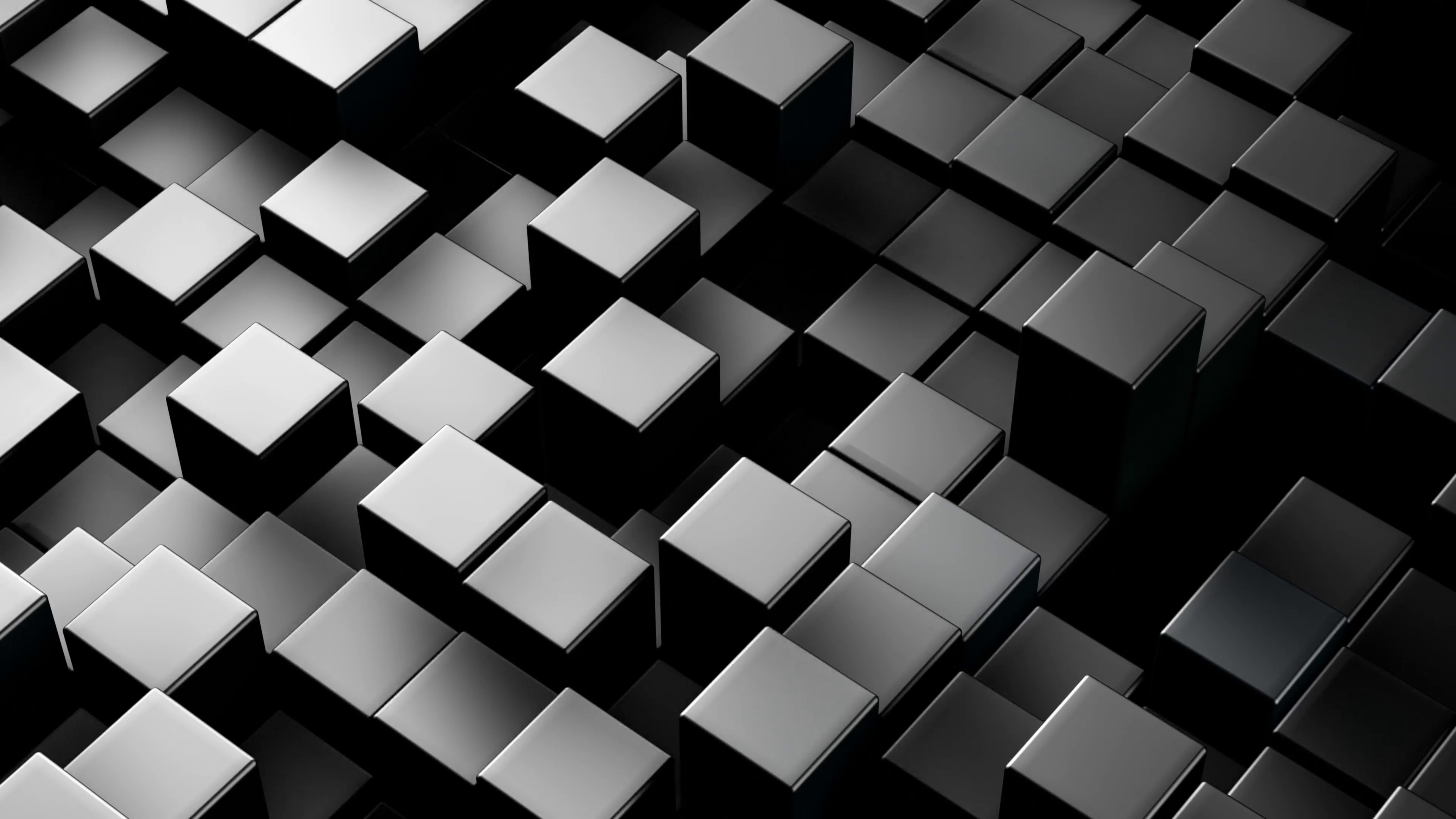 Metallic 3D boxes. Loopable abstract background. 4k UHD (3840x2160 ...