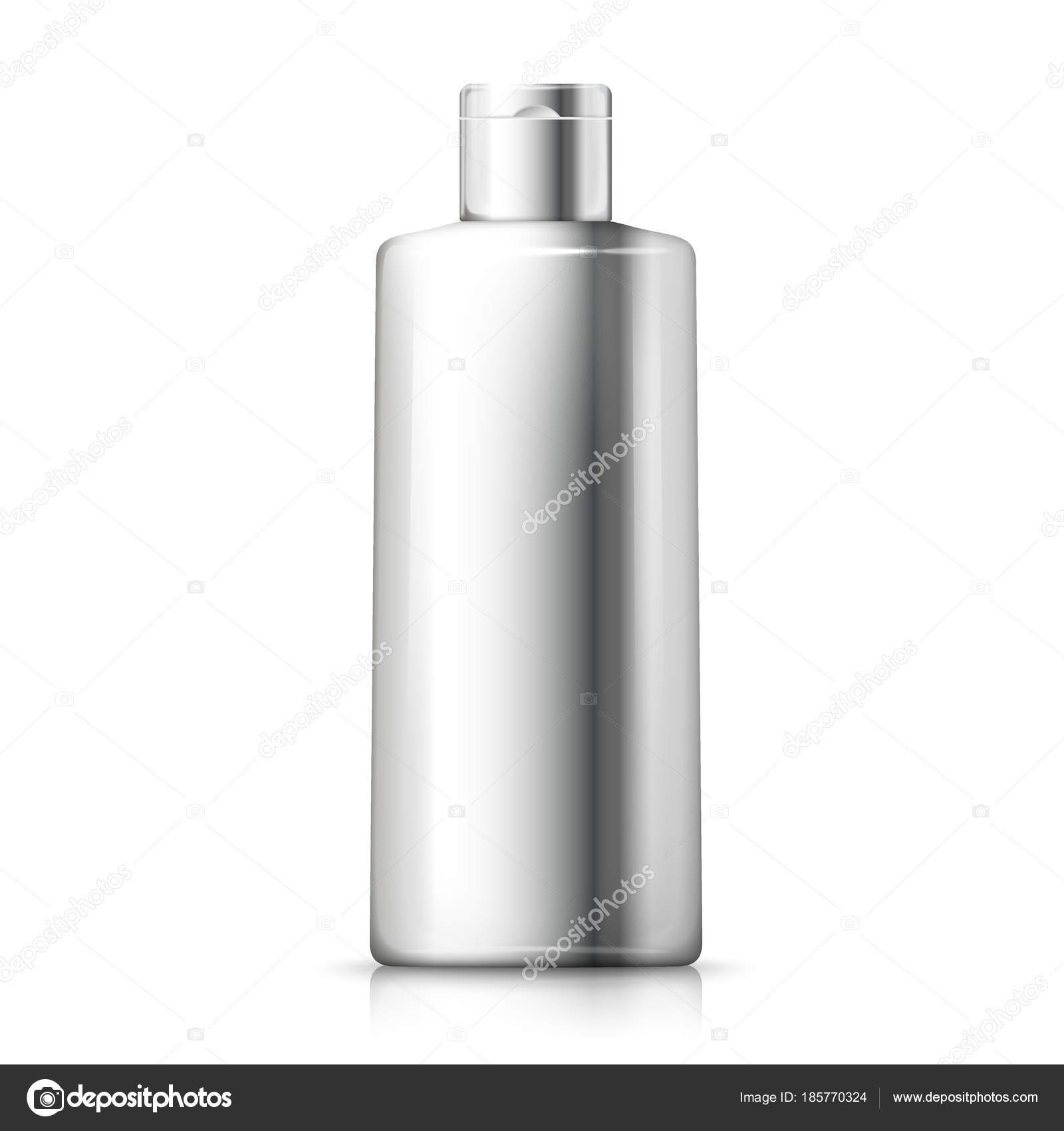 Vector 3d realistic silver shampoo bottle. — Stock Vector ...