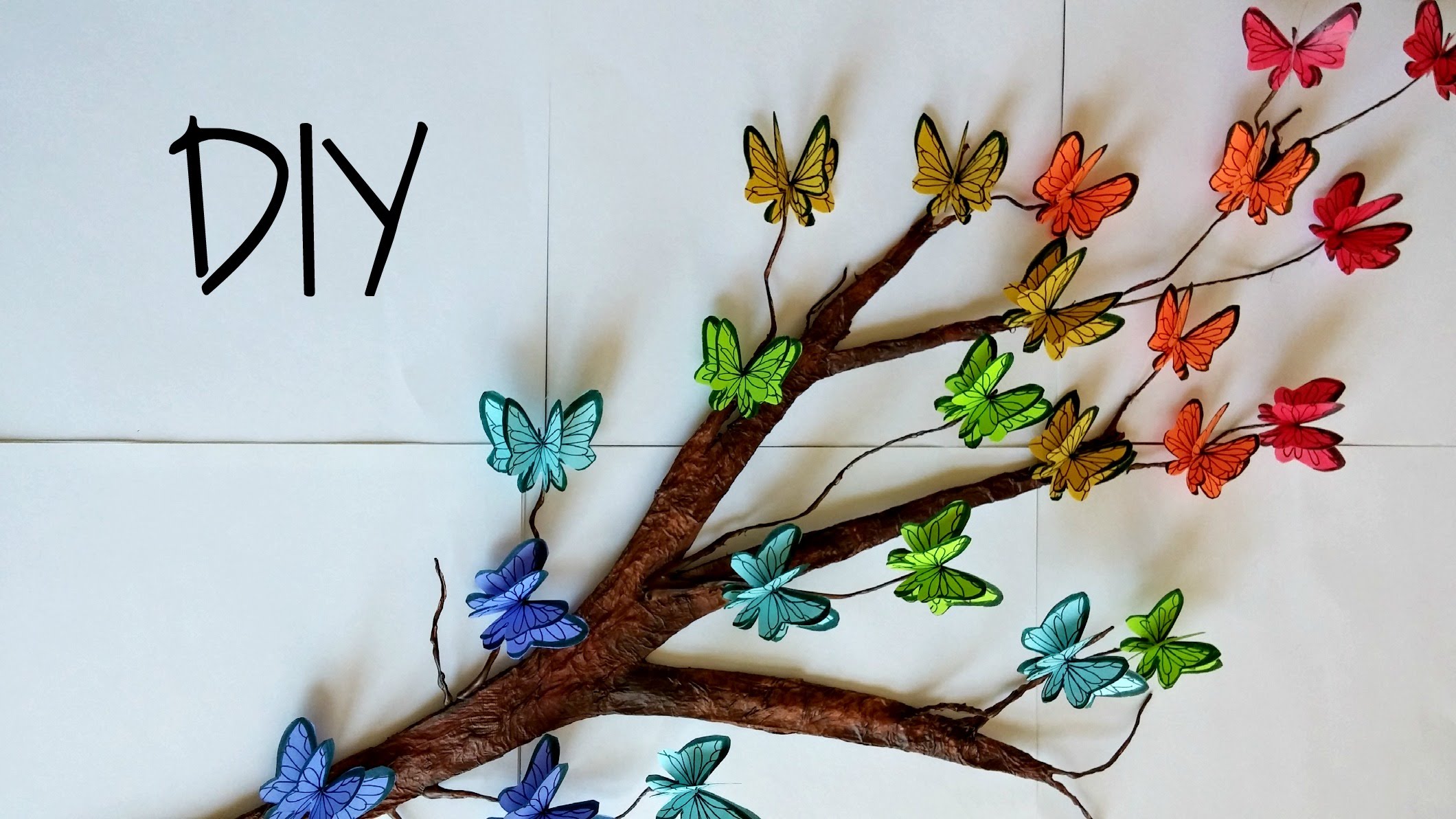 DIY Tree Branch + 3D Butterflies ♥ // Room Decor - YouTube