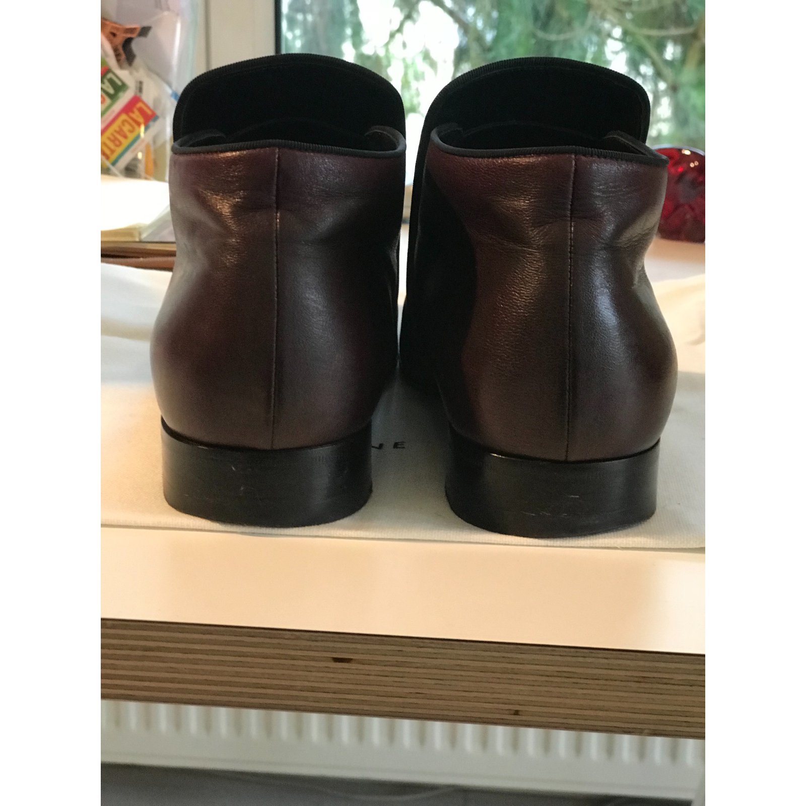 Céline Ankle Boots Ankle Boots Leather Dark red ref.56980 - Joli Closet
