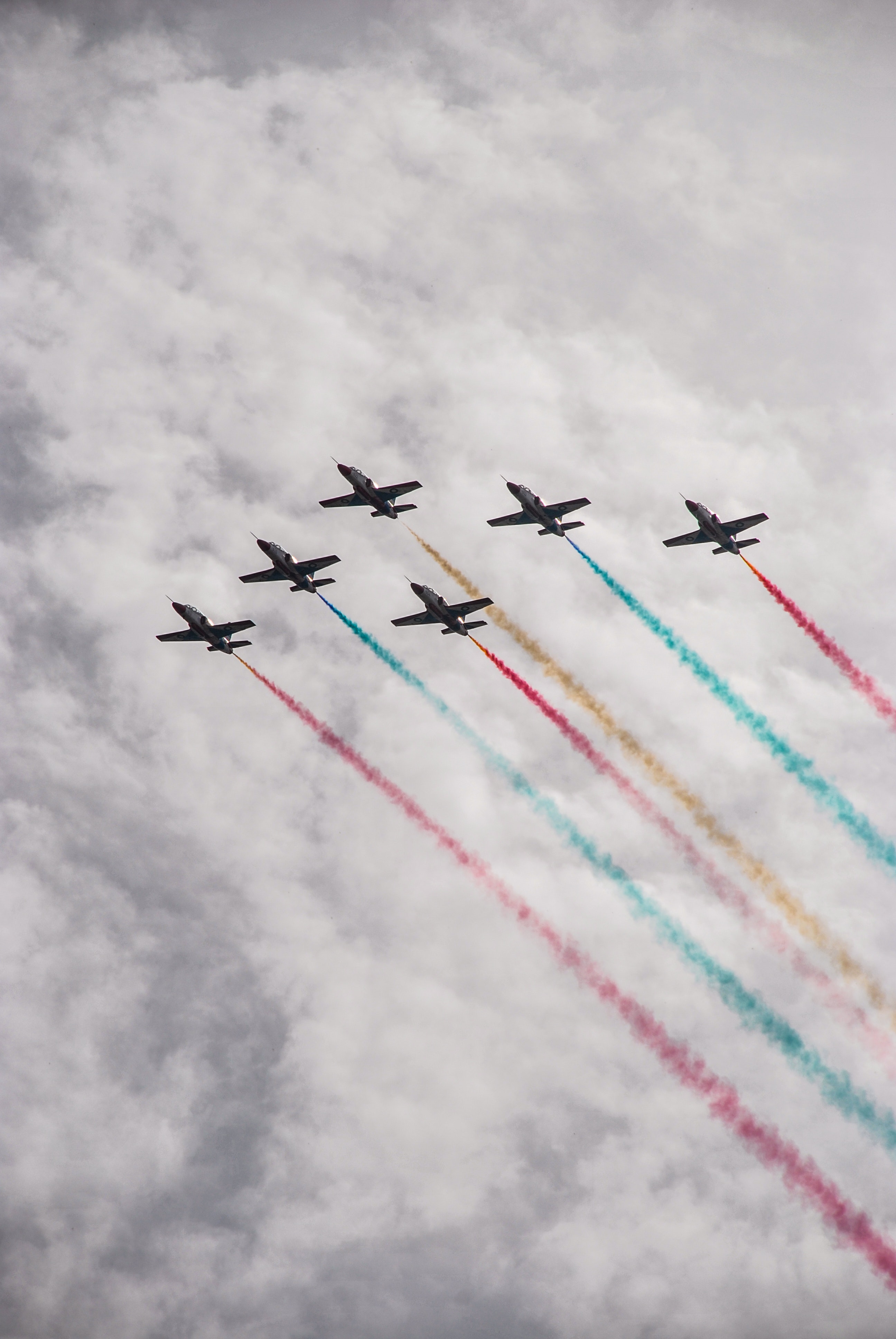 6 jets parading toward clouds photo