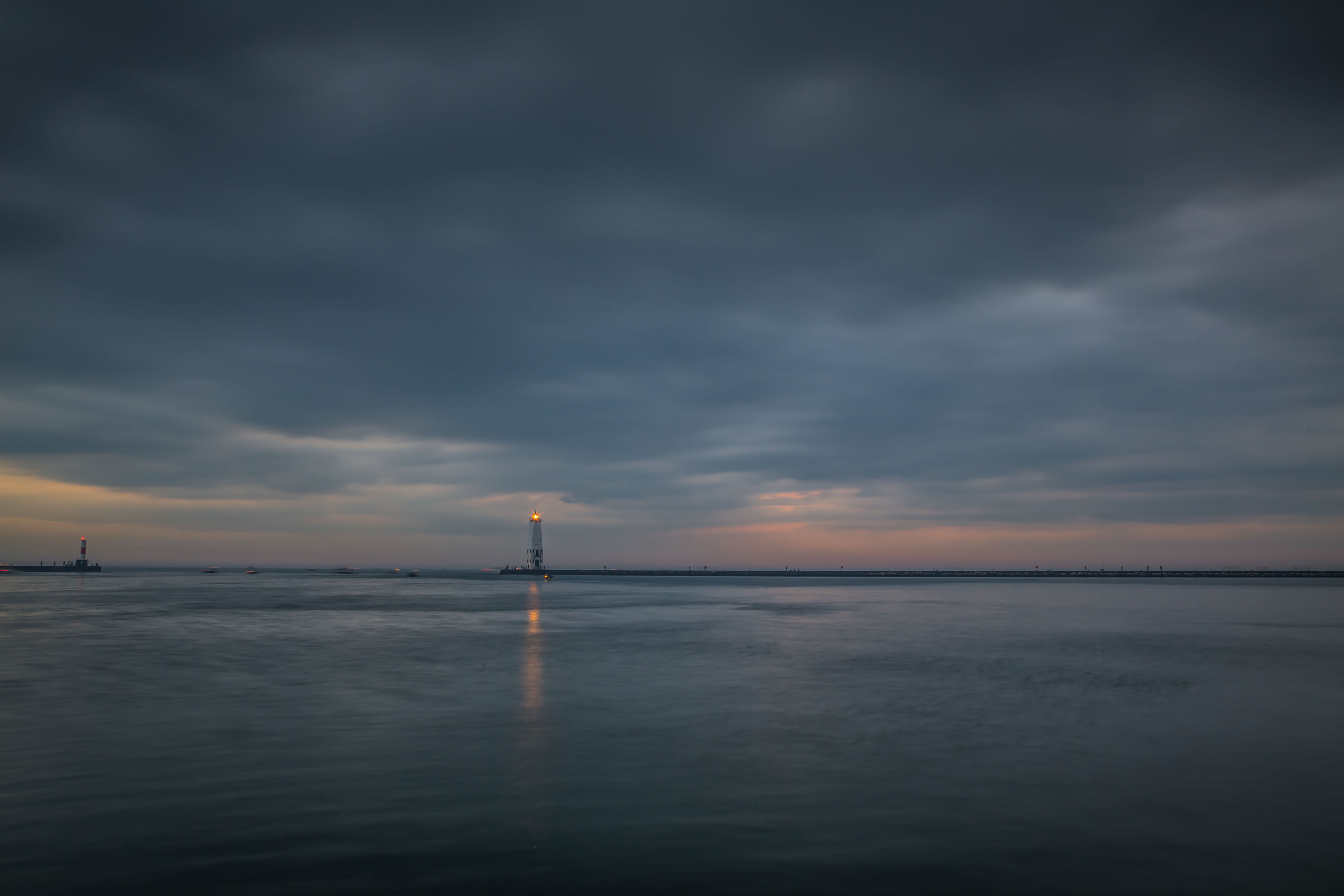 Frankfort Lighthouse on a Cloudy Evening