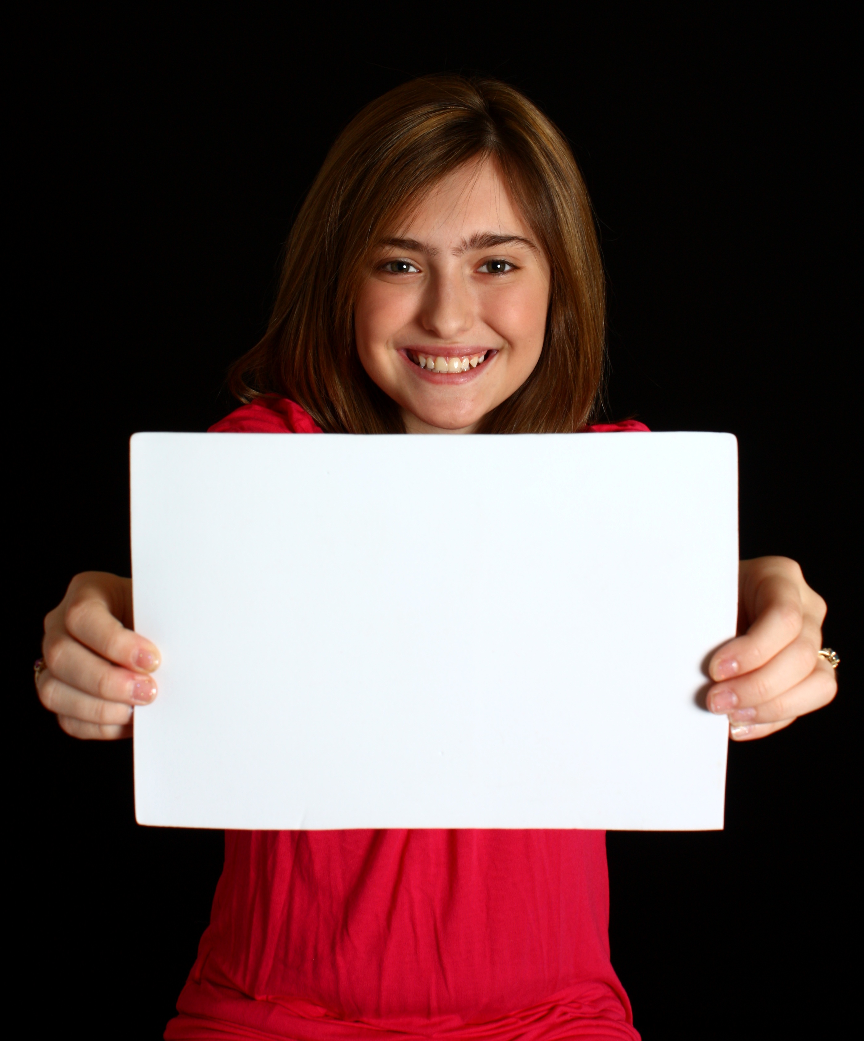 A cute young girl holding a blank sign, Beautiful, Blank, Children, Cute, HQ Photo