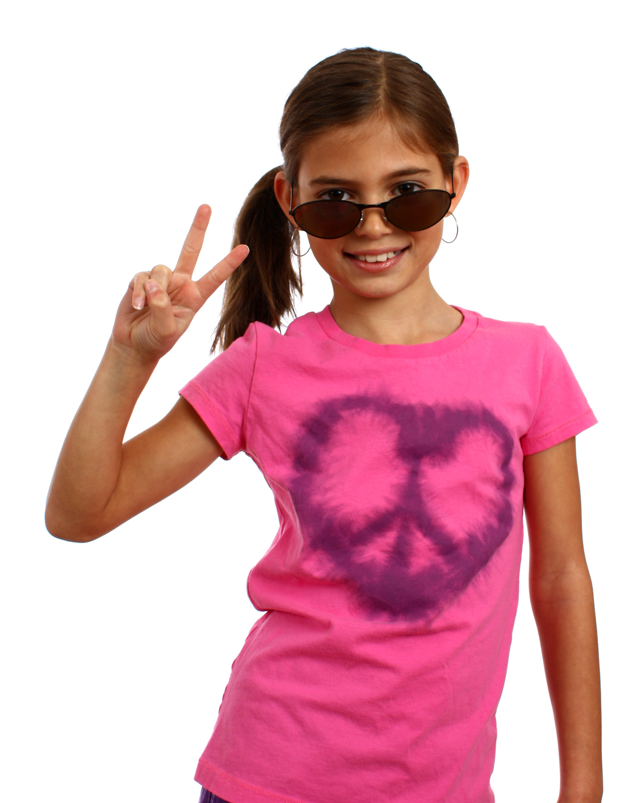 A cute young girl making a peace symbol, Beautiful, Isolated, Symbols, Sunglasses, HQ Photo