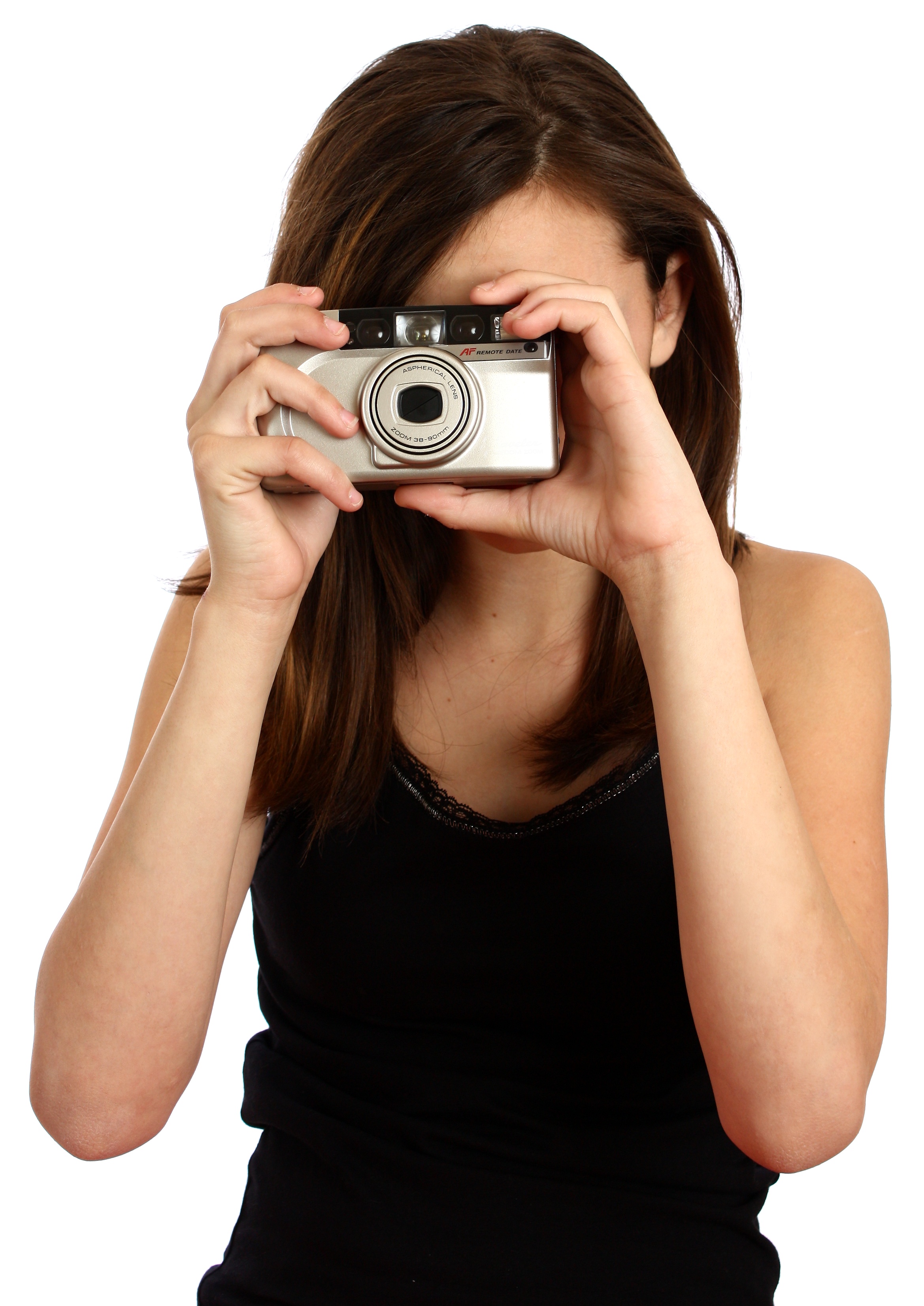 A cute young girl taking a picture, People, Tweens, Teens, Technologyobject, HQ Photo