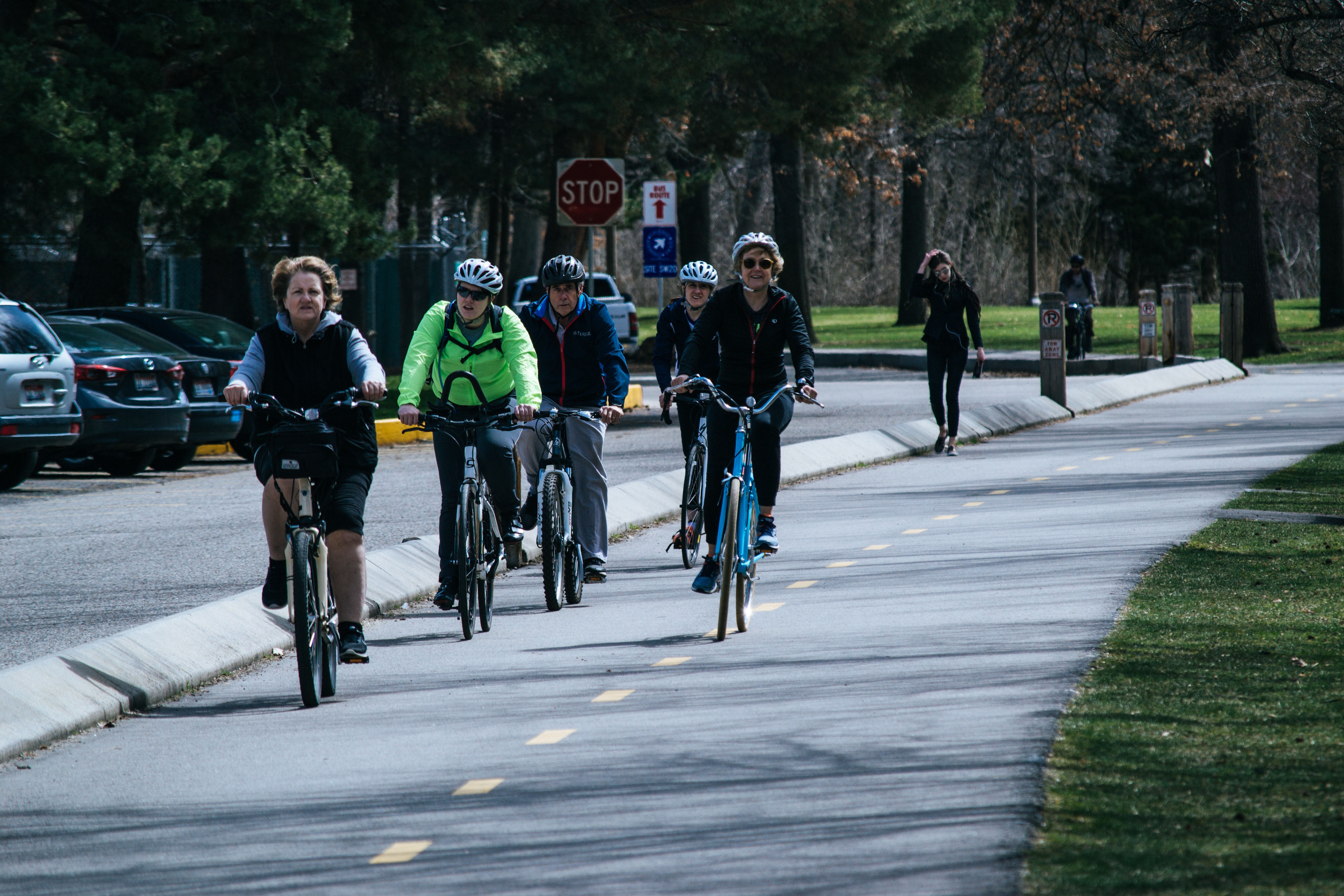 A group of cyclists make a walk around the city photo