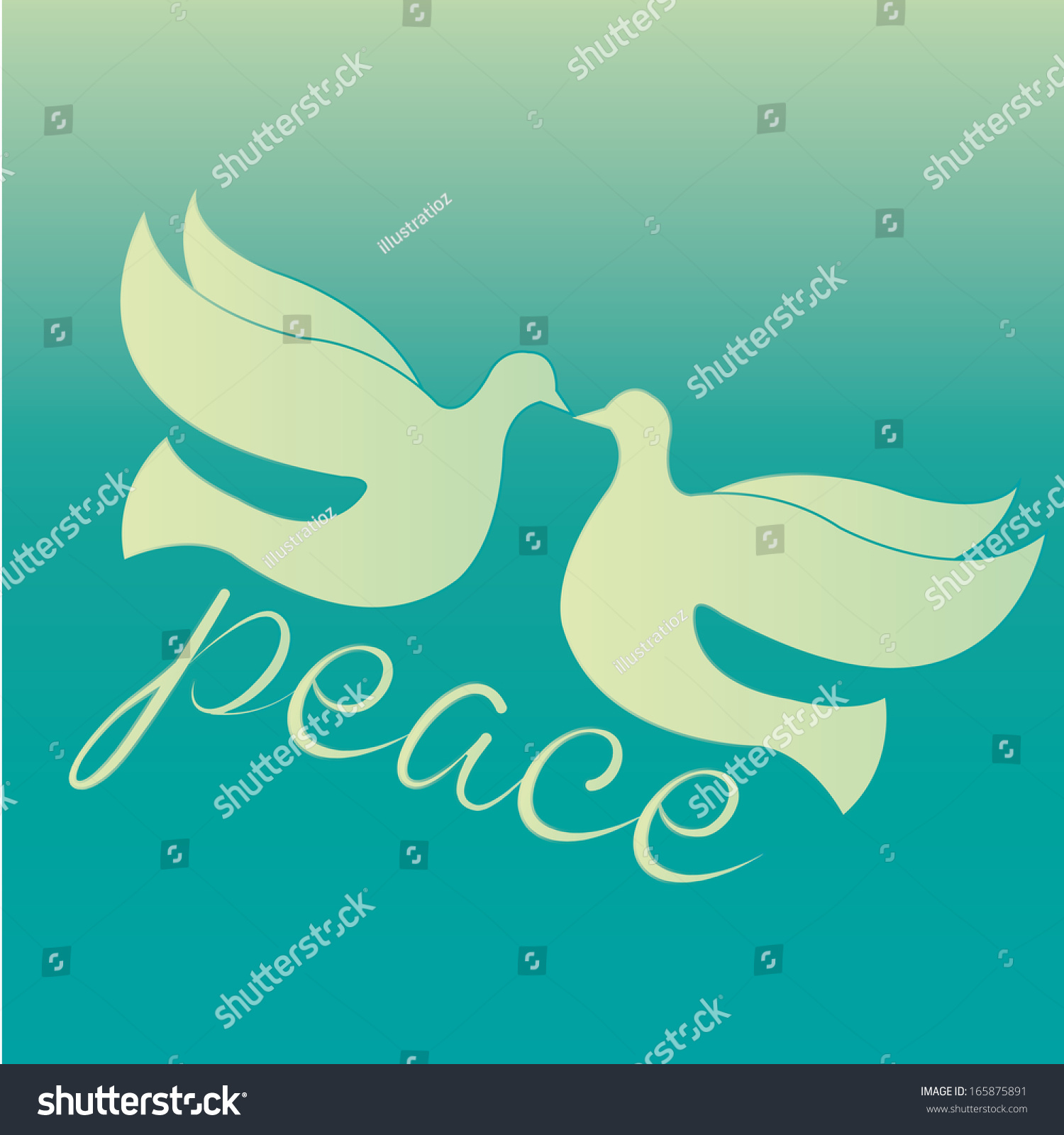 Two White Silhouettes Birds Kissing Each Stock Vector 165875891 ...