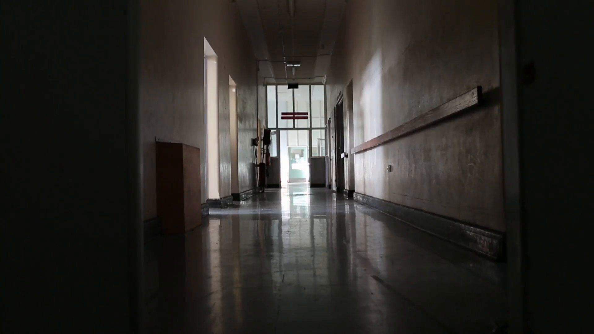 Dark haunted hallway in an abandoned hospital Stock Video Footage ...