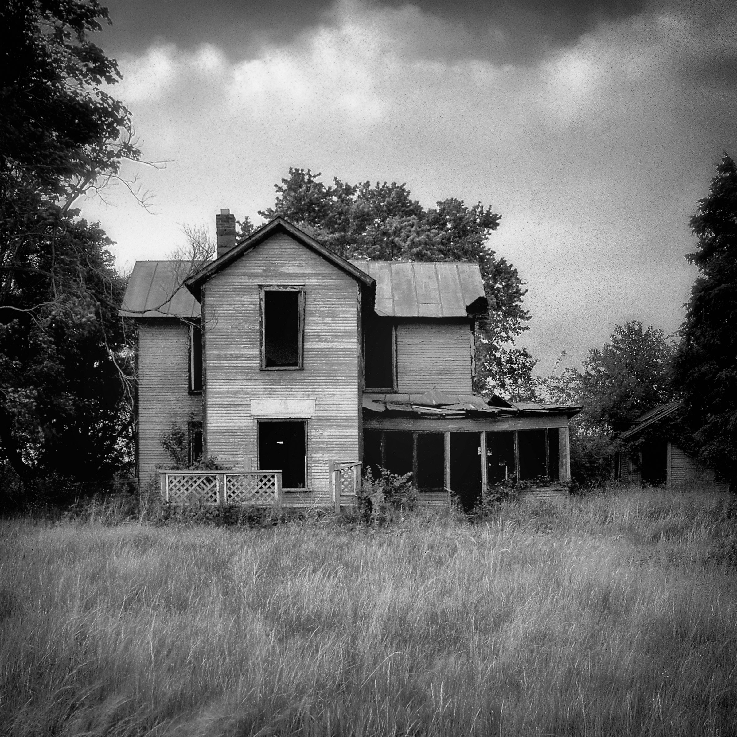 Empty - Black & White Photograph Print of an Abandoned House