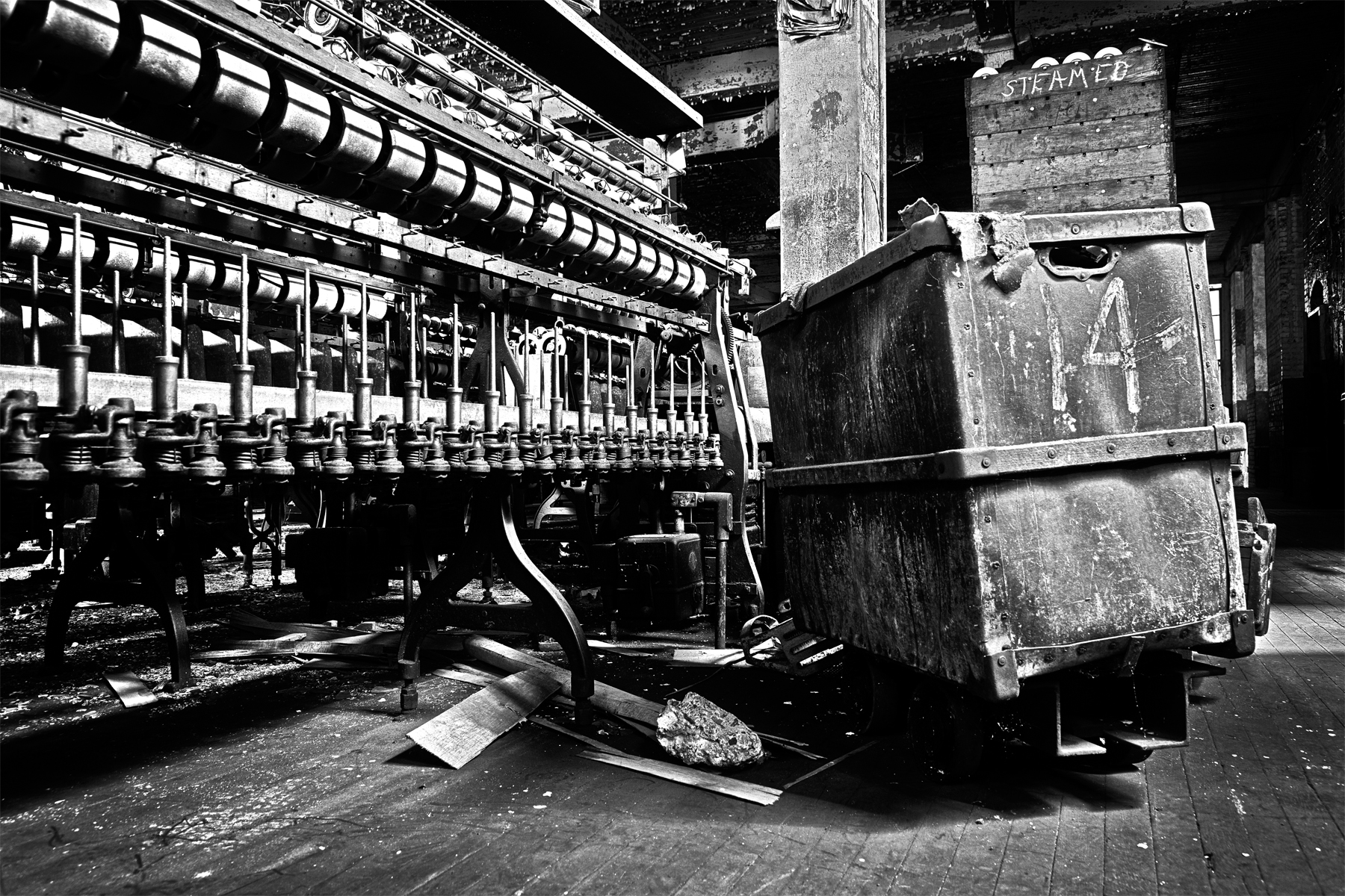 Abandoned silk mill - black & white hdr photo