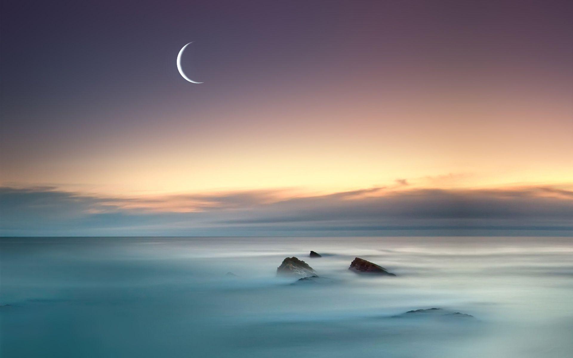 Superb moon above the sea HD desktop wallpaper : Widescreen : High ...