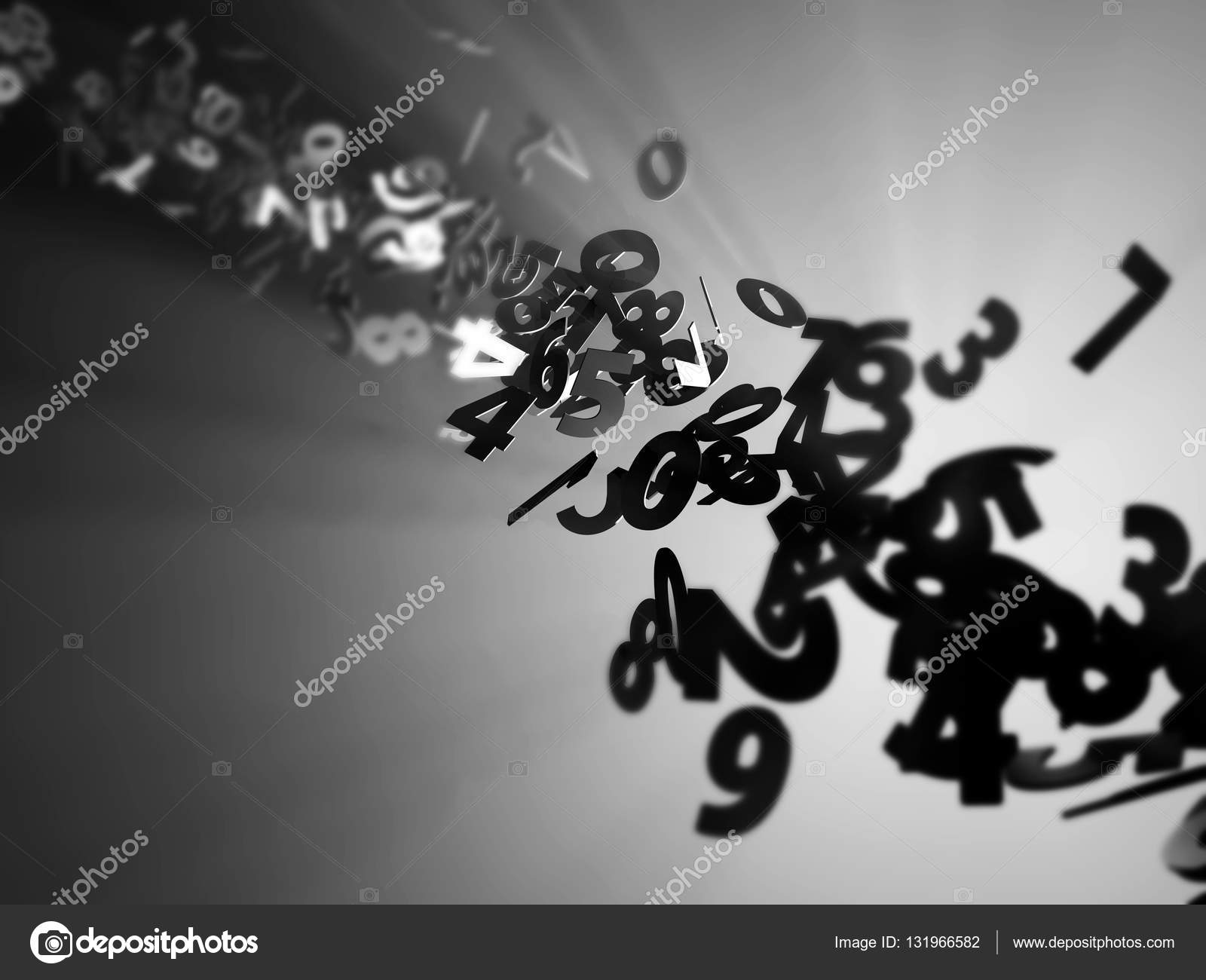 illustration of Abstract 3D numbers blured background computer ...