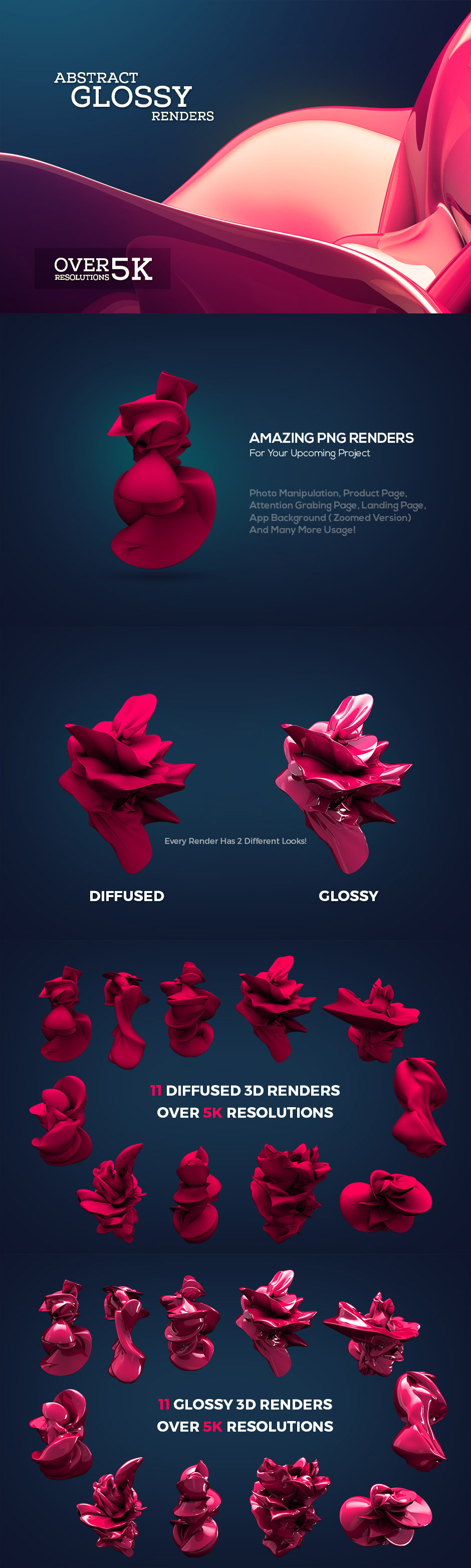 Abstract Glossy 3D Renders - Design Cuts Design Cuts