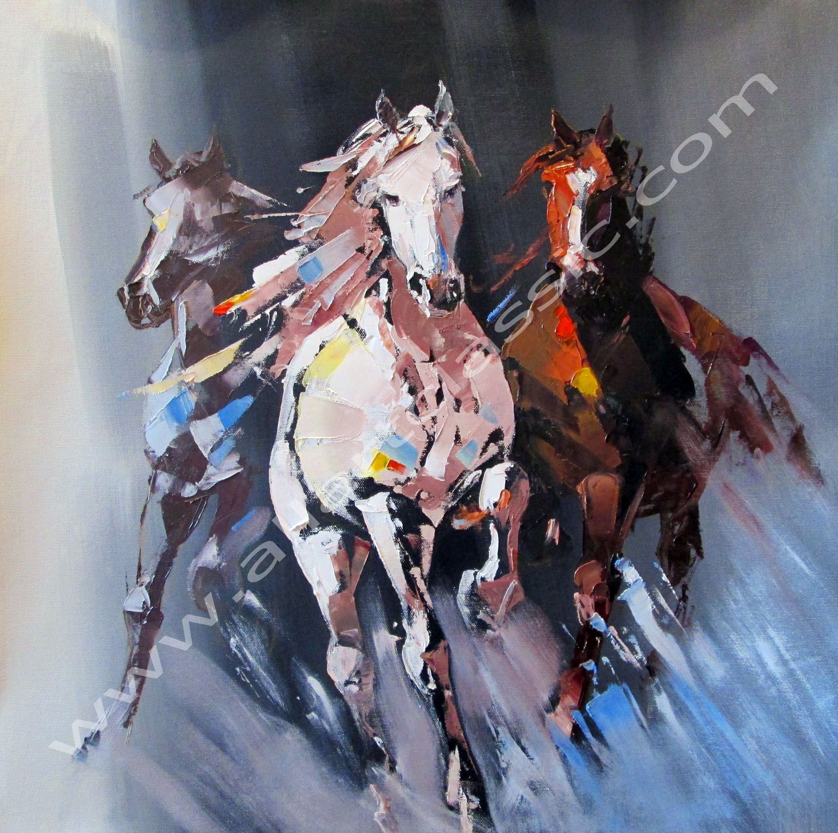 Cheap Paintings for Sale - Running Horses, abstract art