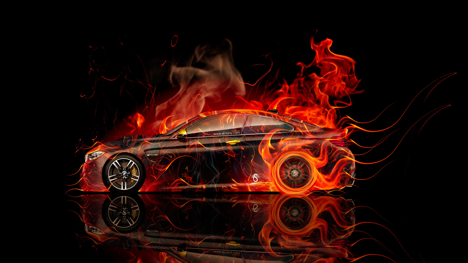 BMW M4 Coupe Side Fire Abstract Car 2014 | el Tony