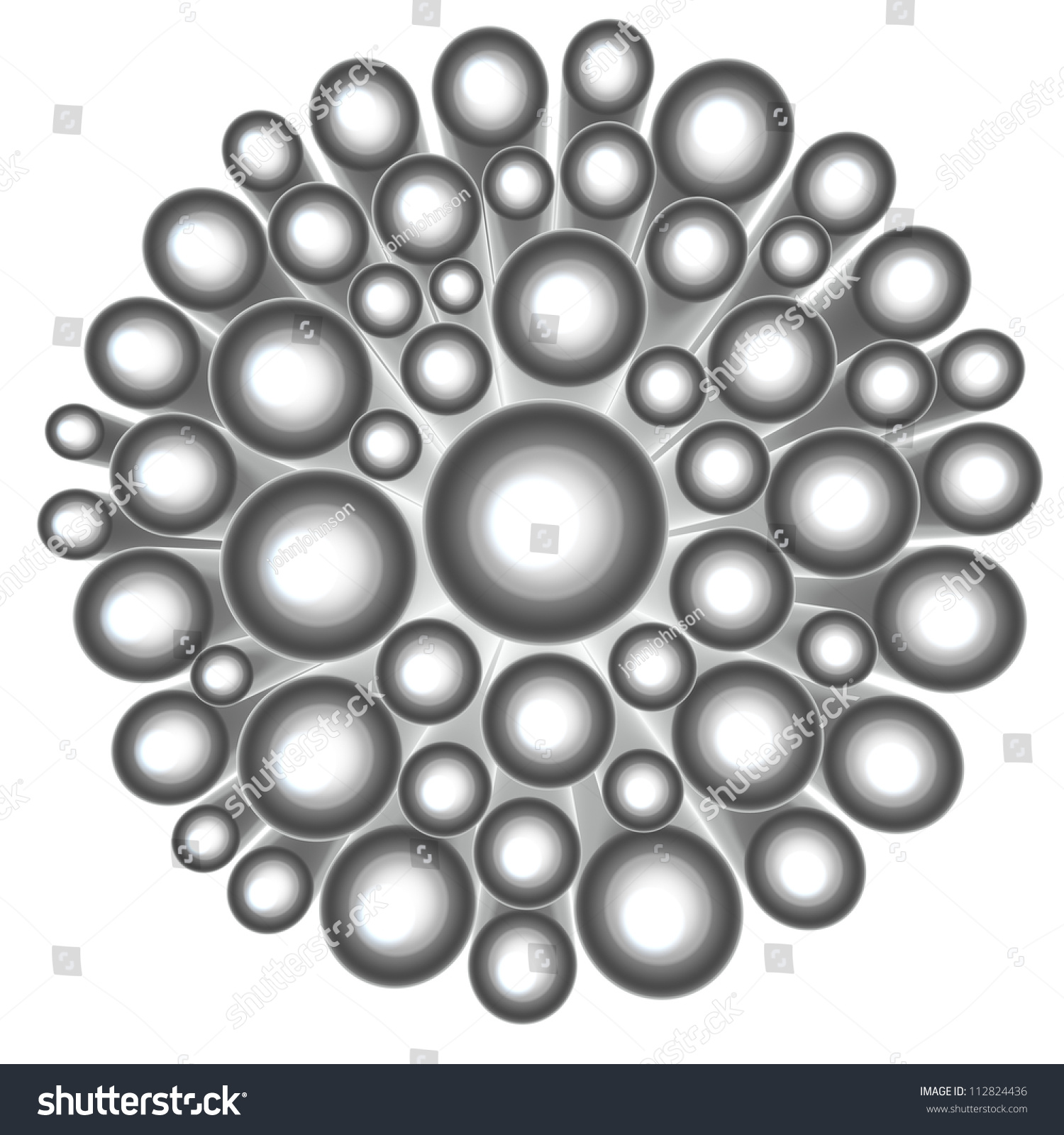 3d Render Abstract Silver Chrome Flower Stock Illustration 112824436 ...