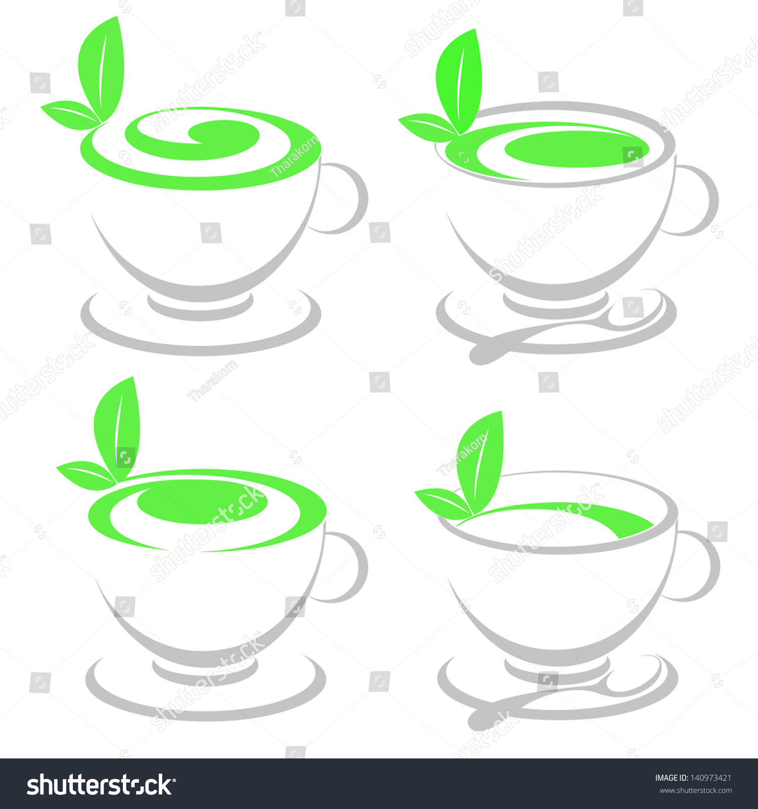 Abstract Cup Leaf Green Tea Stock Vector (2018) 140973421 - Shutterstock