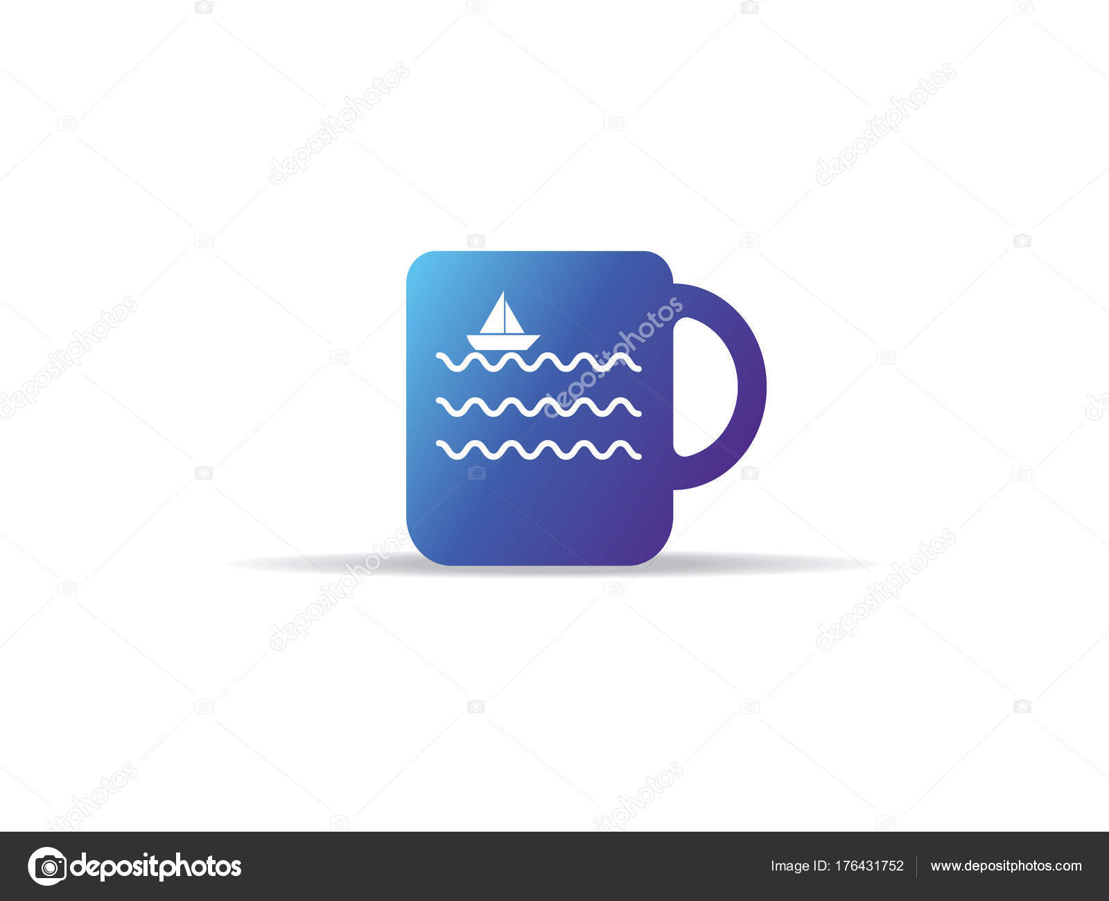 abstract cup icon with sea wave ship boat logo symbol — Stock Vector ...