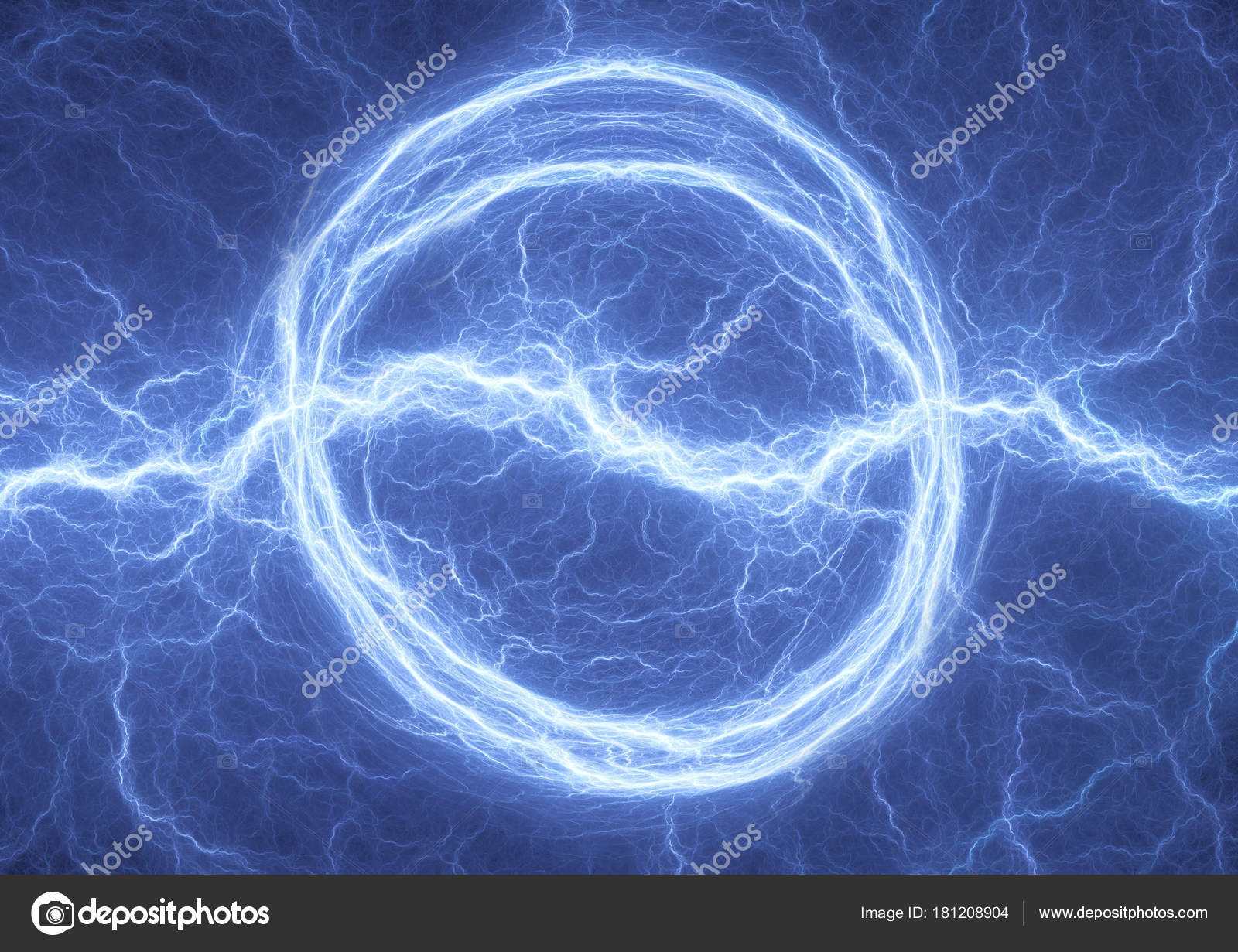 Blue Lightning Ball Abstract Electrical Plasma Background — Stock ...
