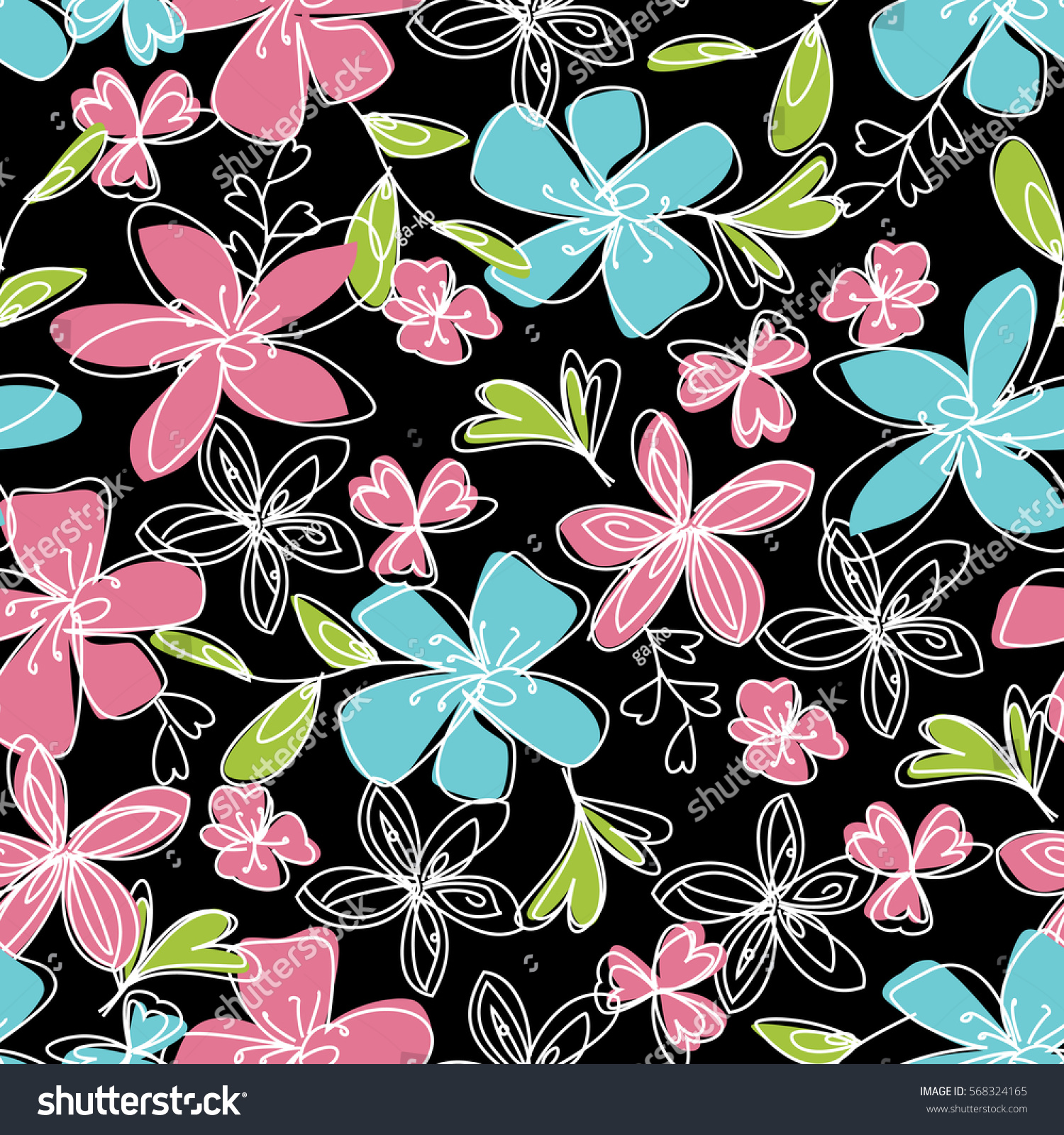 Vector Seamless Pattern Flowers Abstract Floral Stock Vector ...