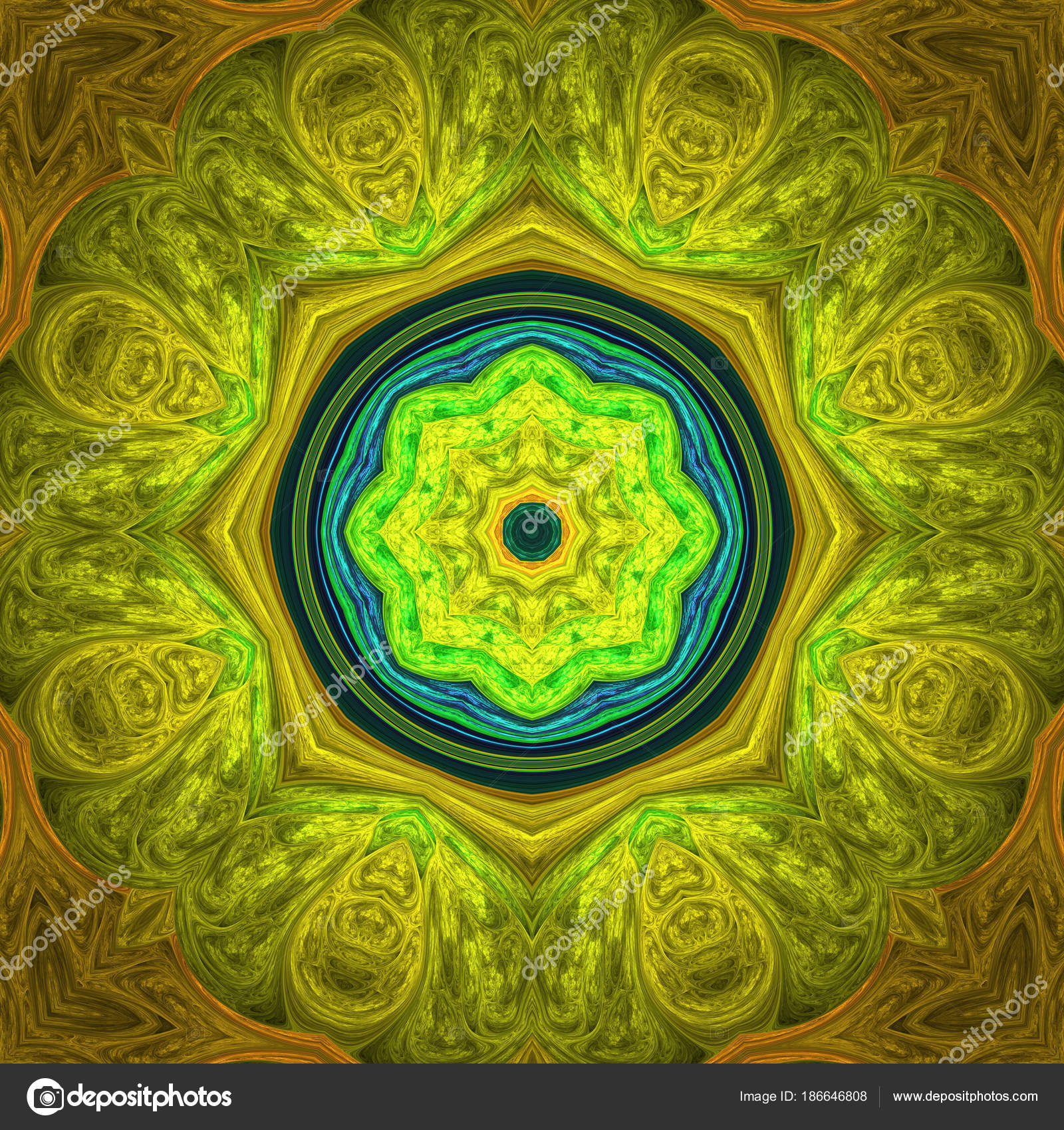 Abstract fractal art in yellow and green colors — Stock Photo ...