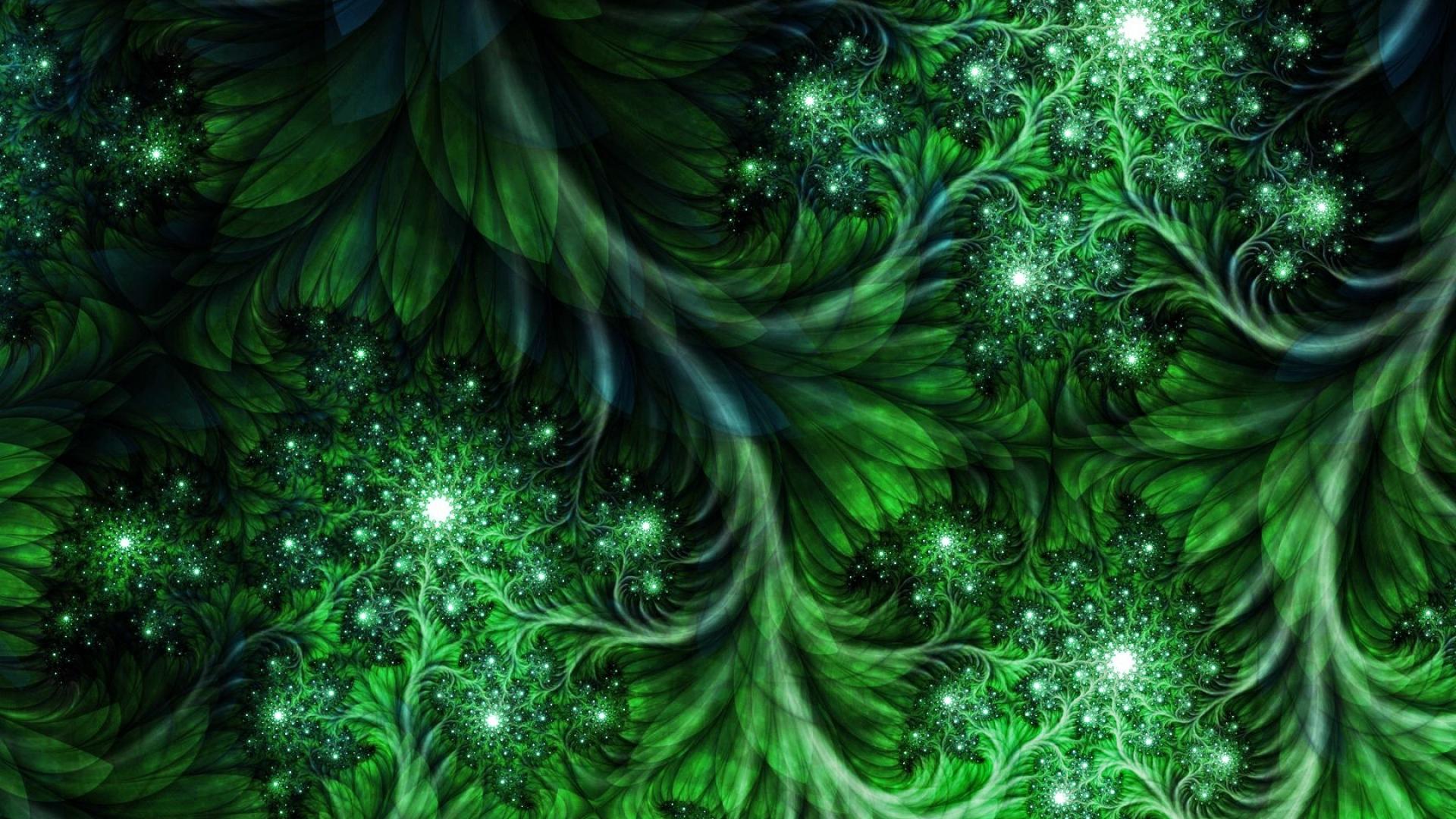 Green abstract fractal art wallpaper | (114388)