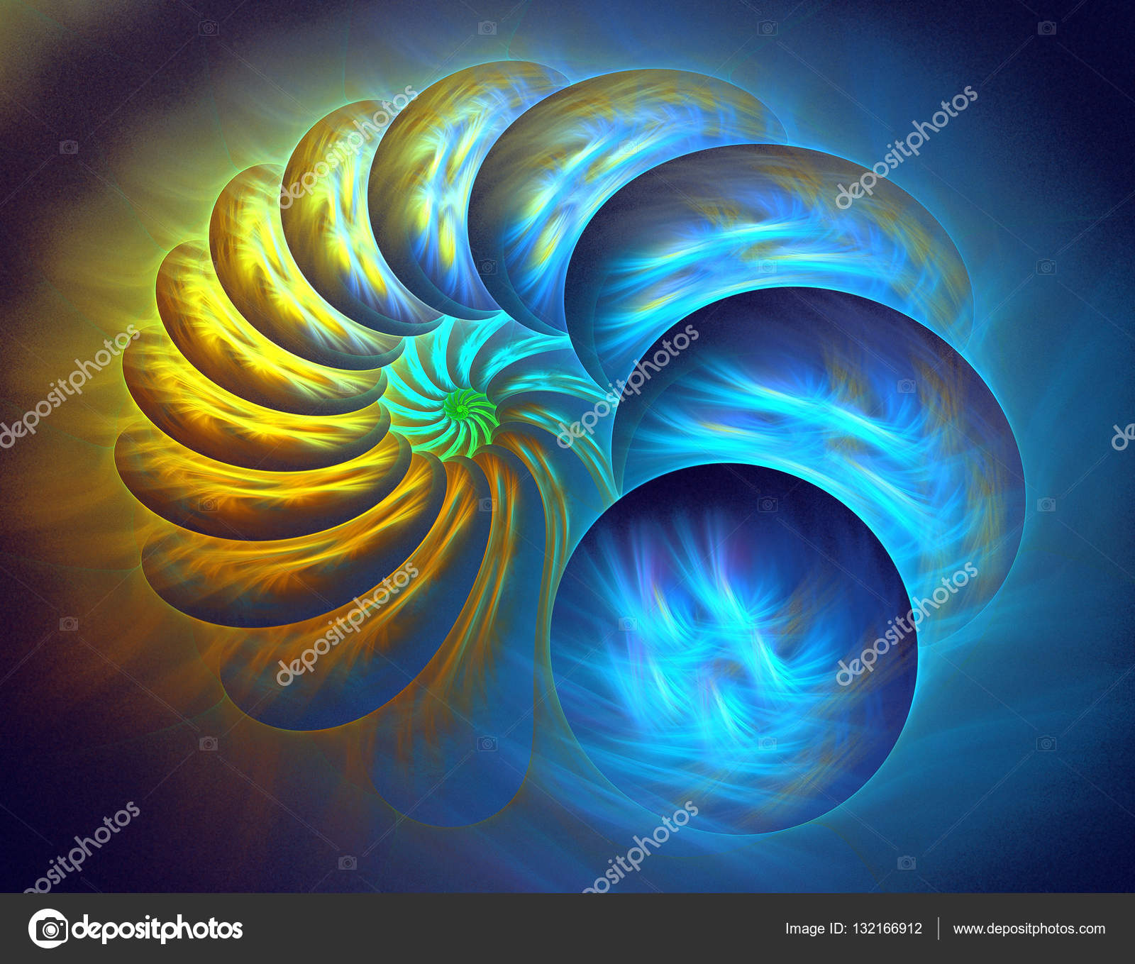 Abstract fractal background - computer generated image. Sea shell ...