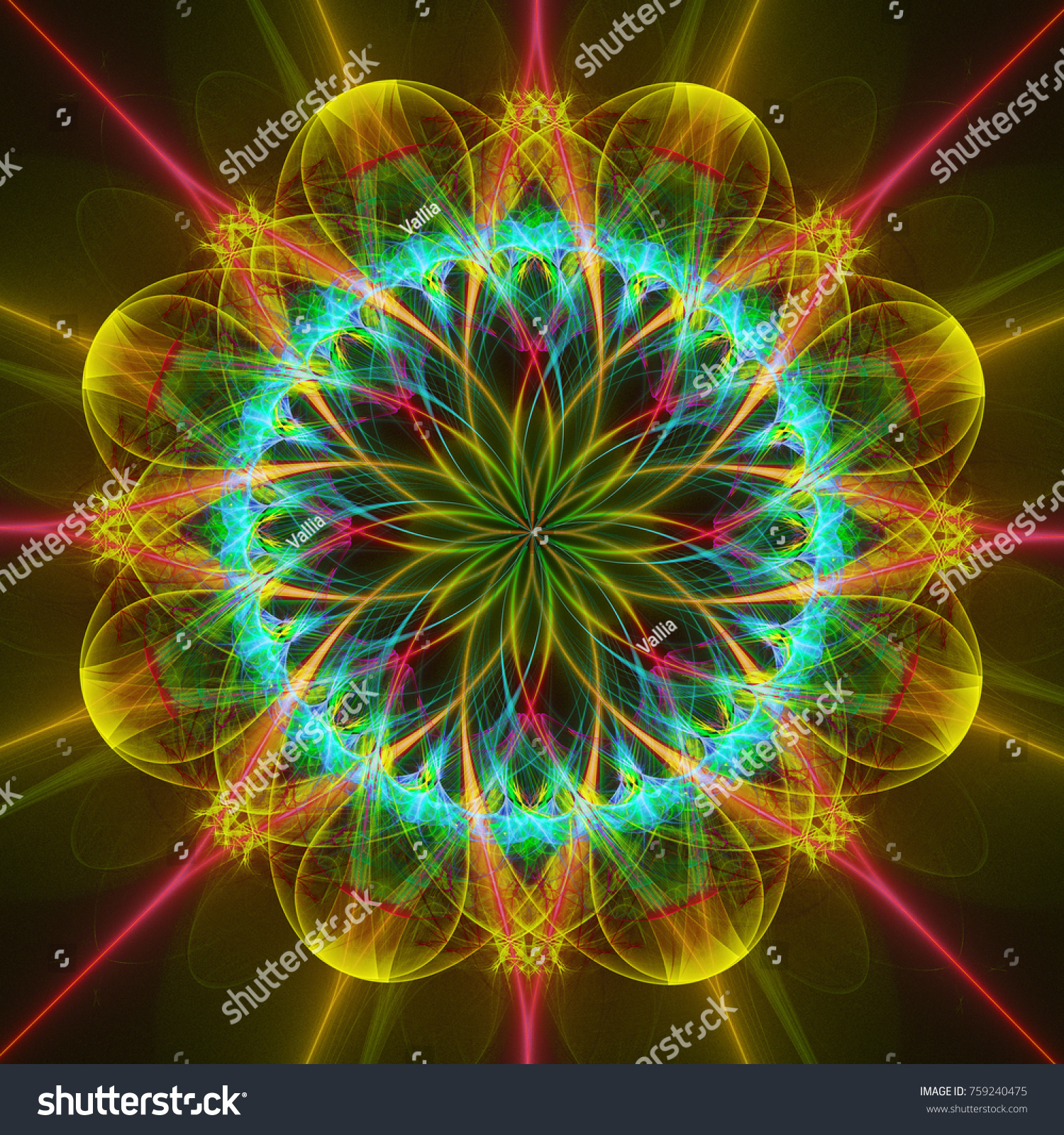 Abstract Fractal Background Christmas Mandala Computergenerated ...