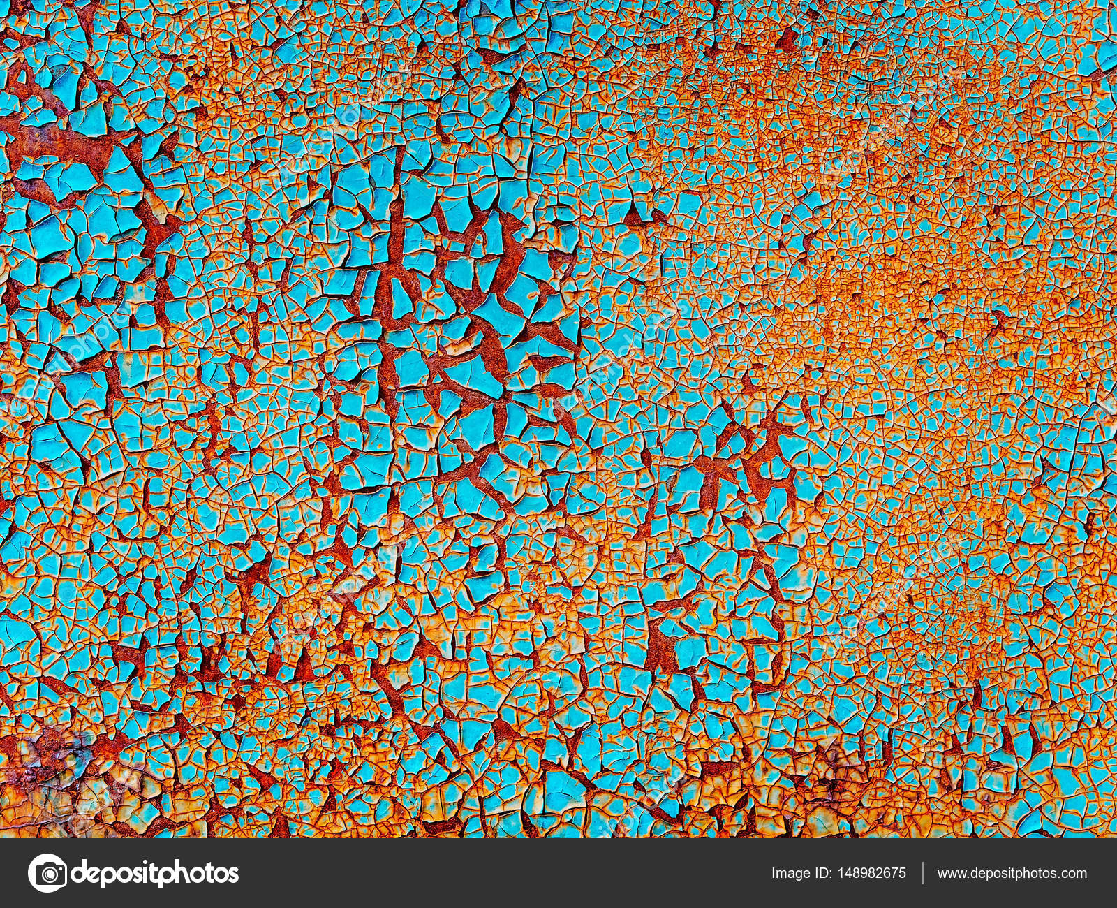 Abstract blue orange texture with grunge cracks. Cracked paint on a ...