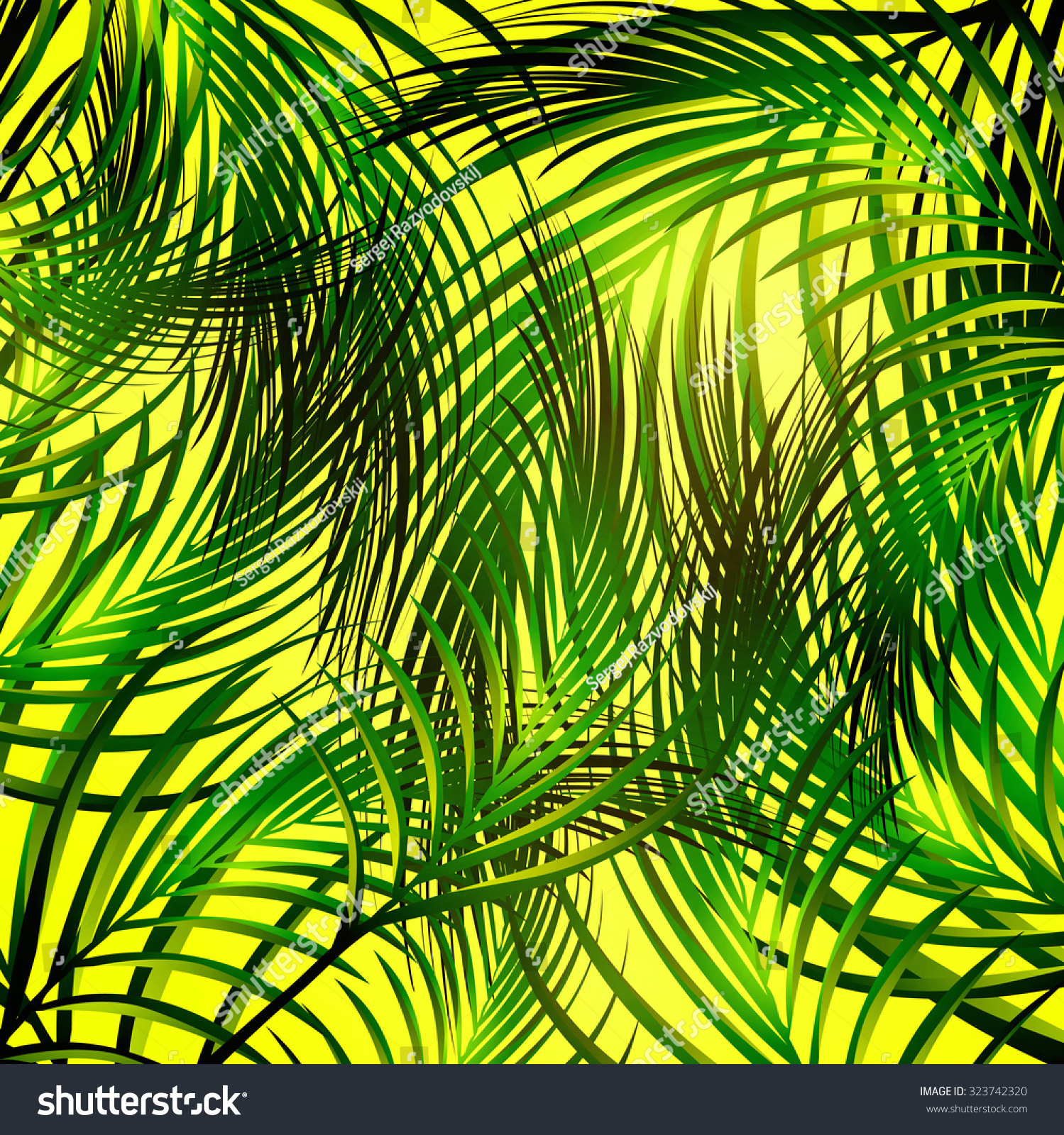 Illustration Abstract Jungle Palm Leaves Background Stock Vector HD ...