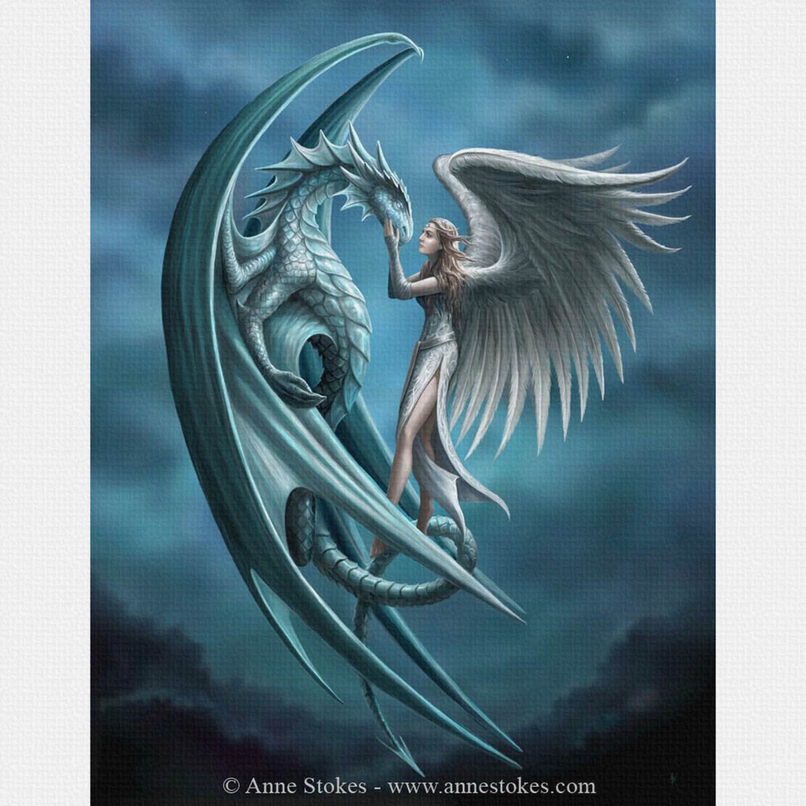 Silver Back Anne Stokes Wall Plaque Gothic Dragon Angel Fantasy Art ...