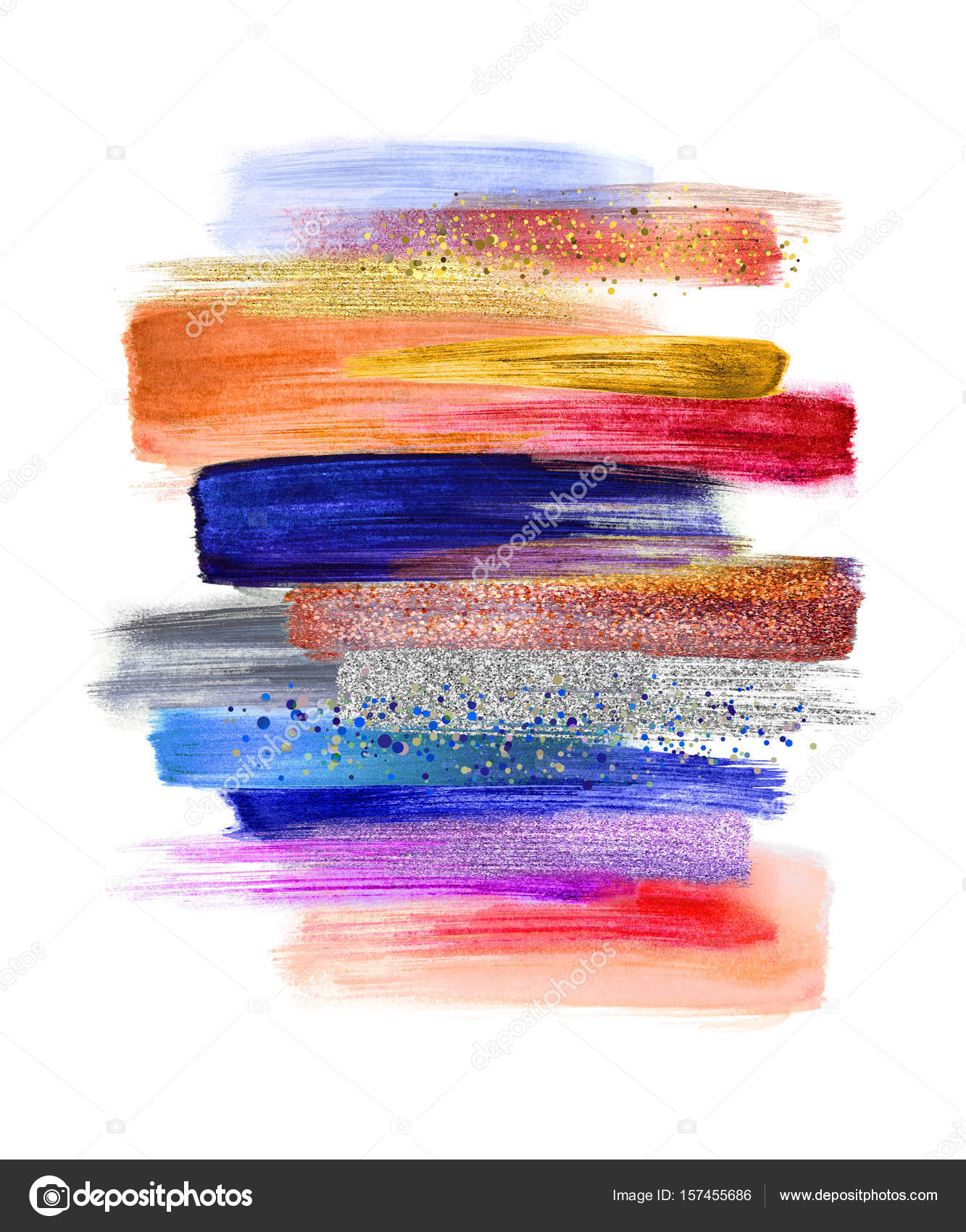 abstract watercolor brush strokes isolated on white background ...