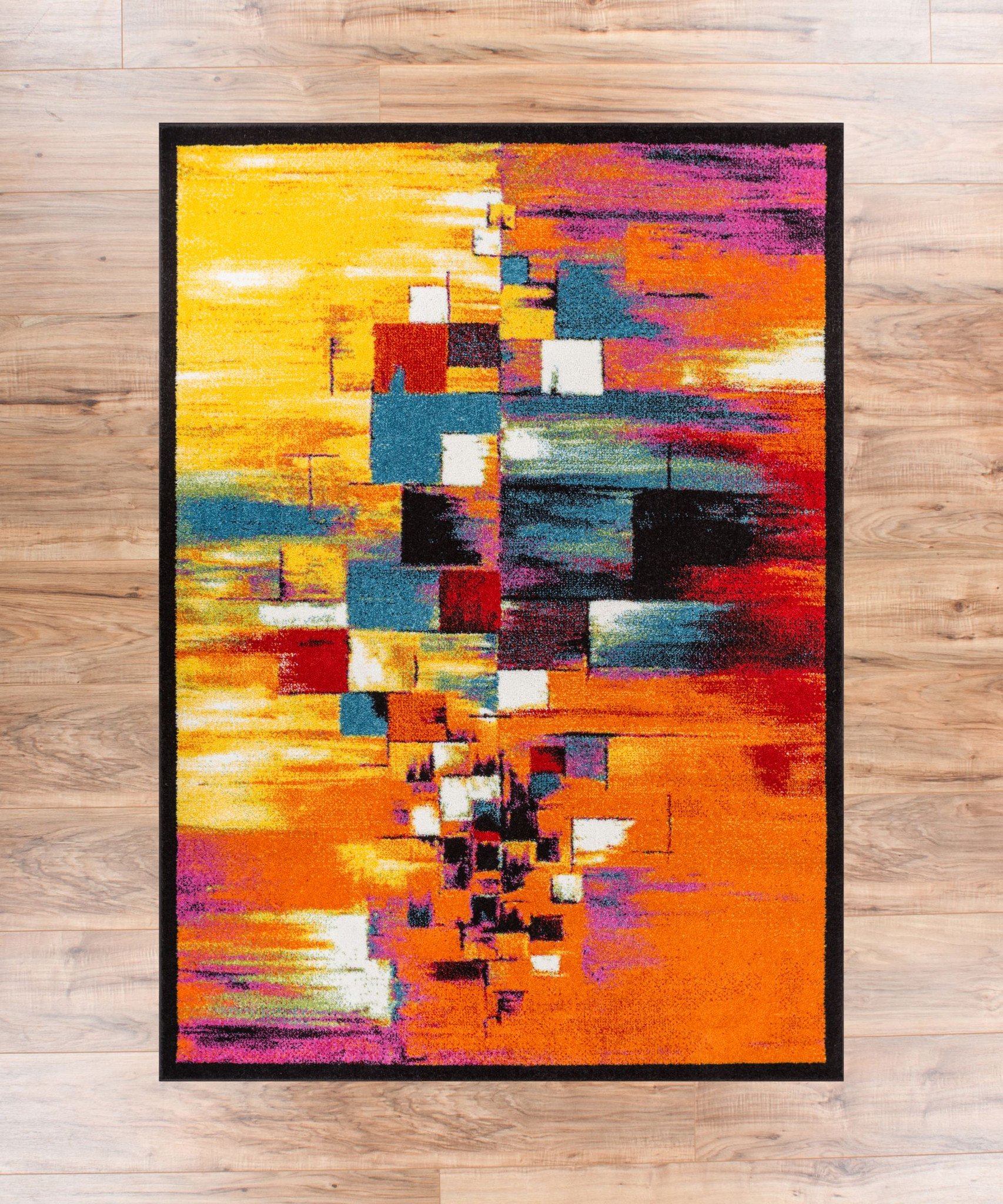 Champlain Multi Cubes Yellow Orange Blue Modern Abstract Painting ...