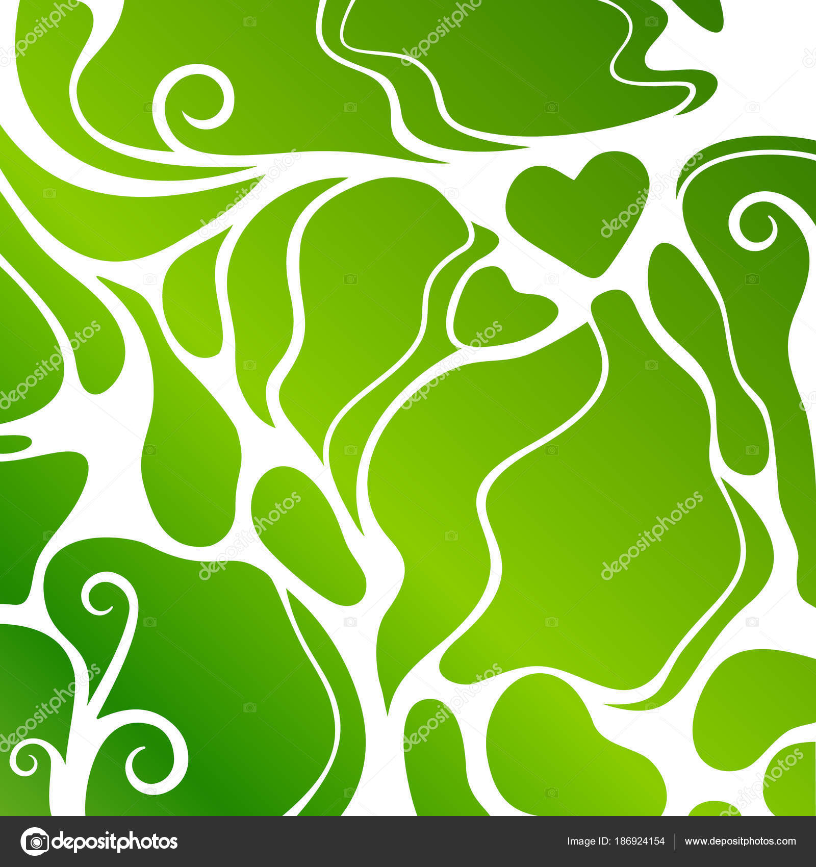 Green Abstract Shape Background Heart White Lines Fluid Color Cover ...