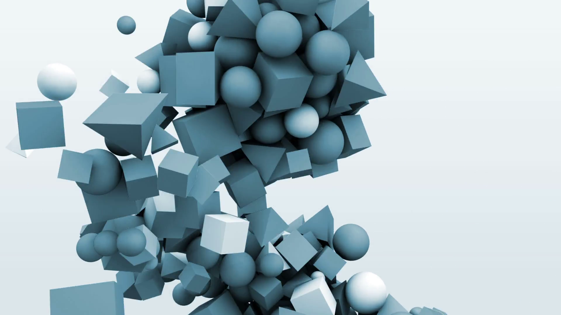 3d motion graphics, dynamic geometric shape cubes, cones, spheres ...