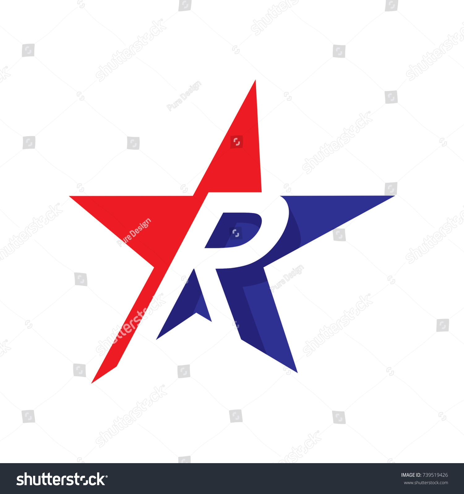 Abstract Star Logo R Initials Inside Stock Vector 739519426 ...
