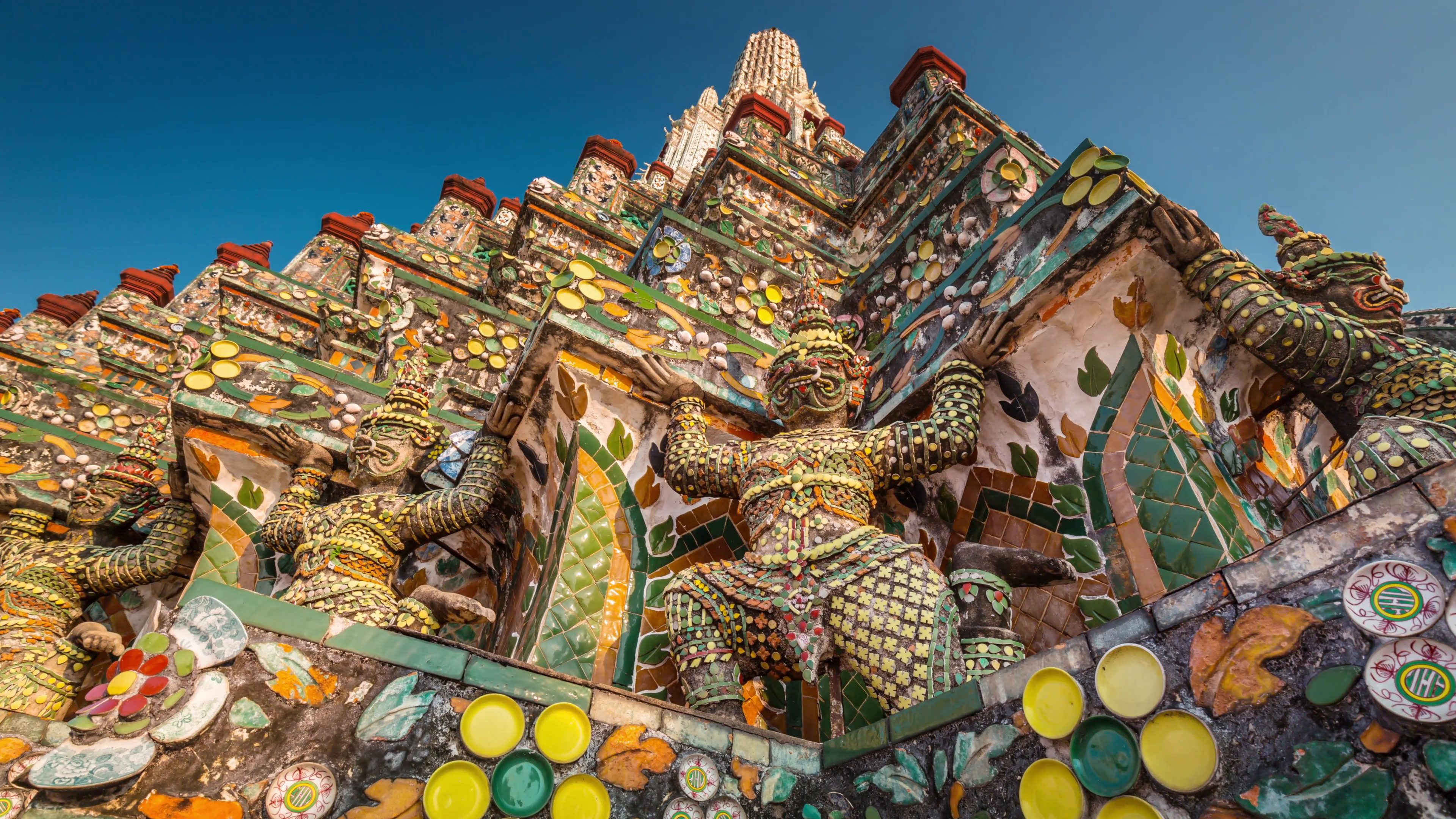 colored details of bangkok famous temple decoration 4k time lapse ...