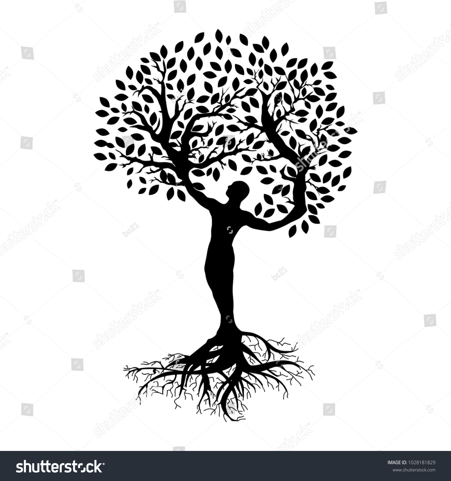 Abstract Human Tree Person Roots Branches Stock Vector HD (Royalty ...