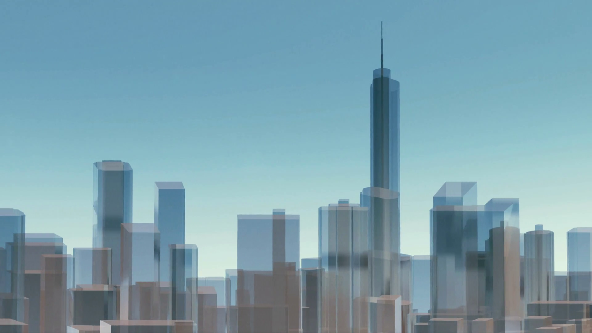 Abstract Chicago city skyline with reflective glass block shape ...