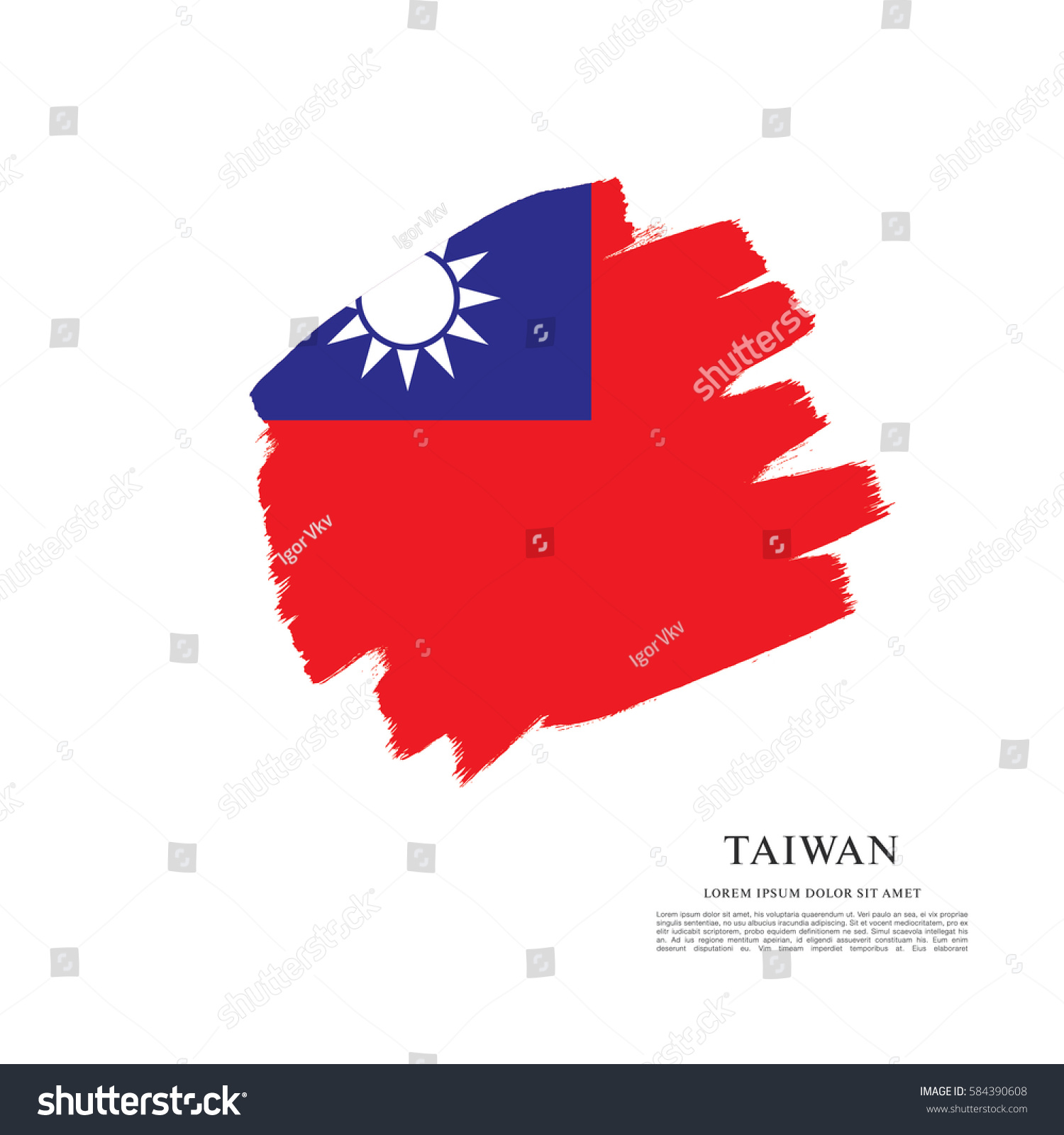 Flag Taiwan Brush Stroke Background Stock Vector 584390608 ...